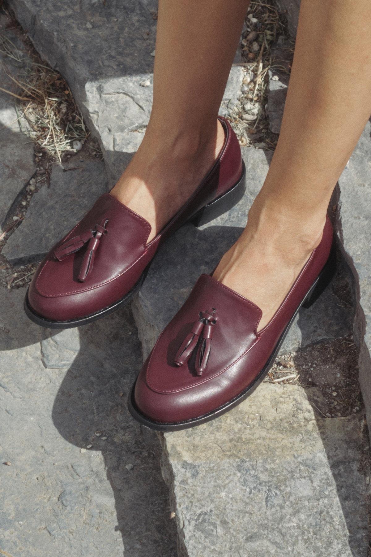 Iris Bordo Renk Oxford Ayakkabı