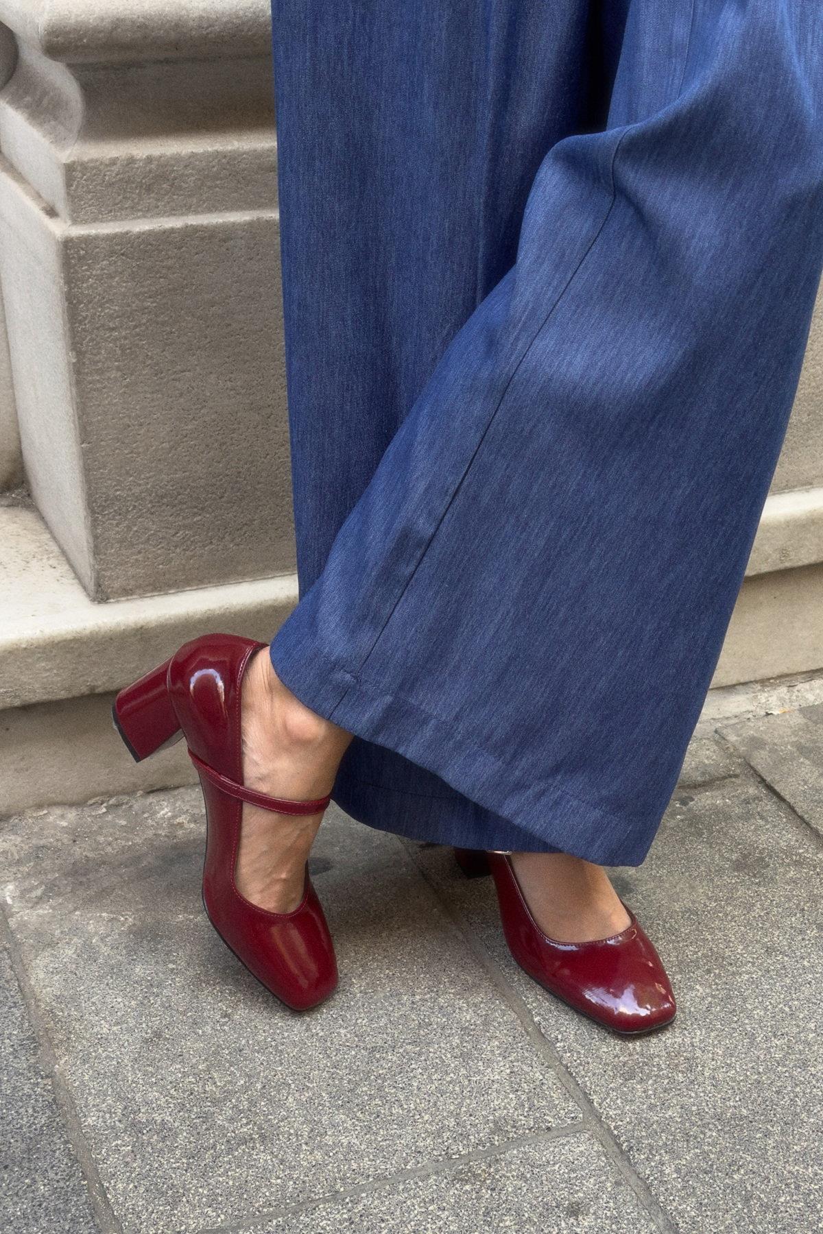Alda Bordo Renk Rugan Topuklu Ayakkabı