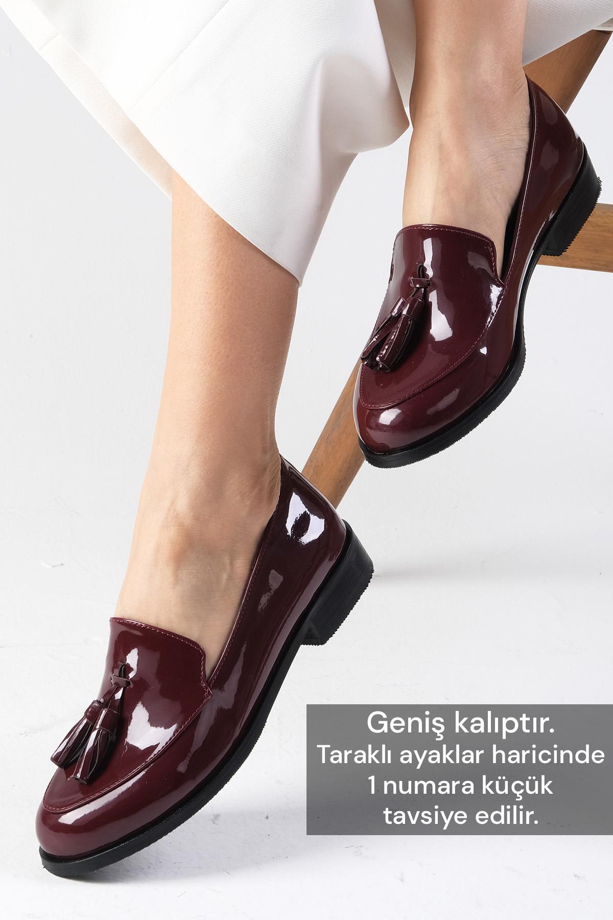 Iris Bordo Renk Rugan Oxford Ayakkabı