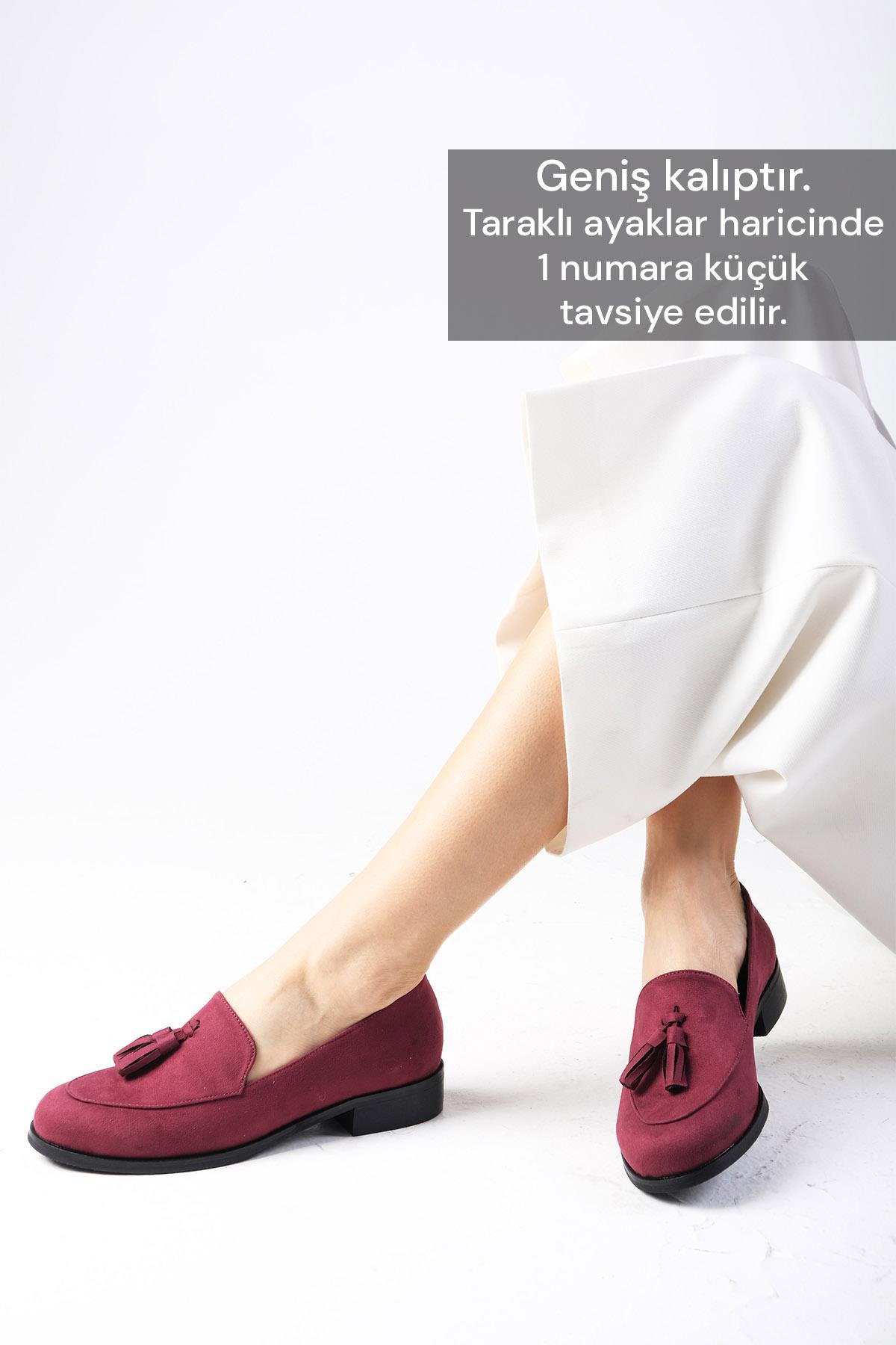 Iris Bordo Renk Süet Oxford Ayakkabı