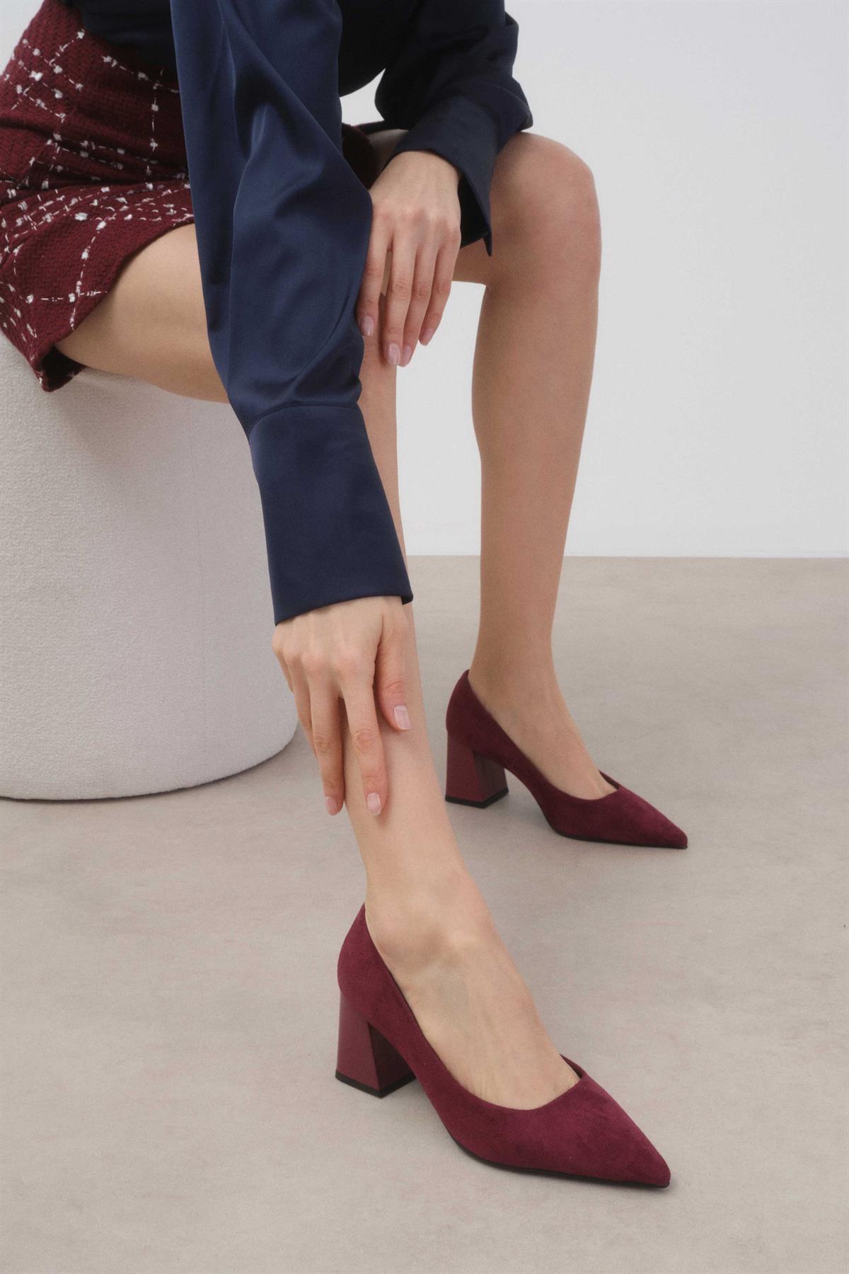 Fleur Burgundy Suede Heels