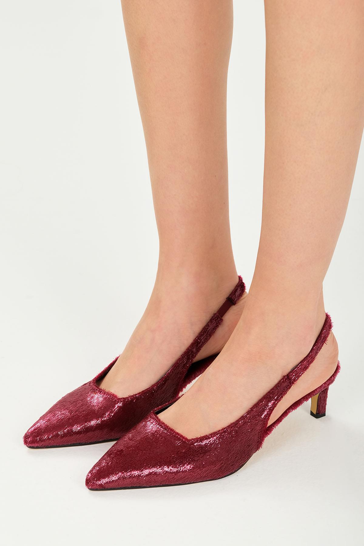 Colina Bordo Renk Abiye Topuklu Ayakkabı