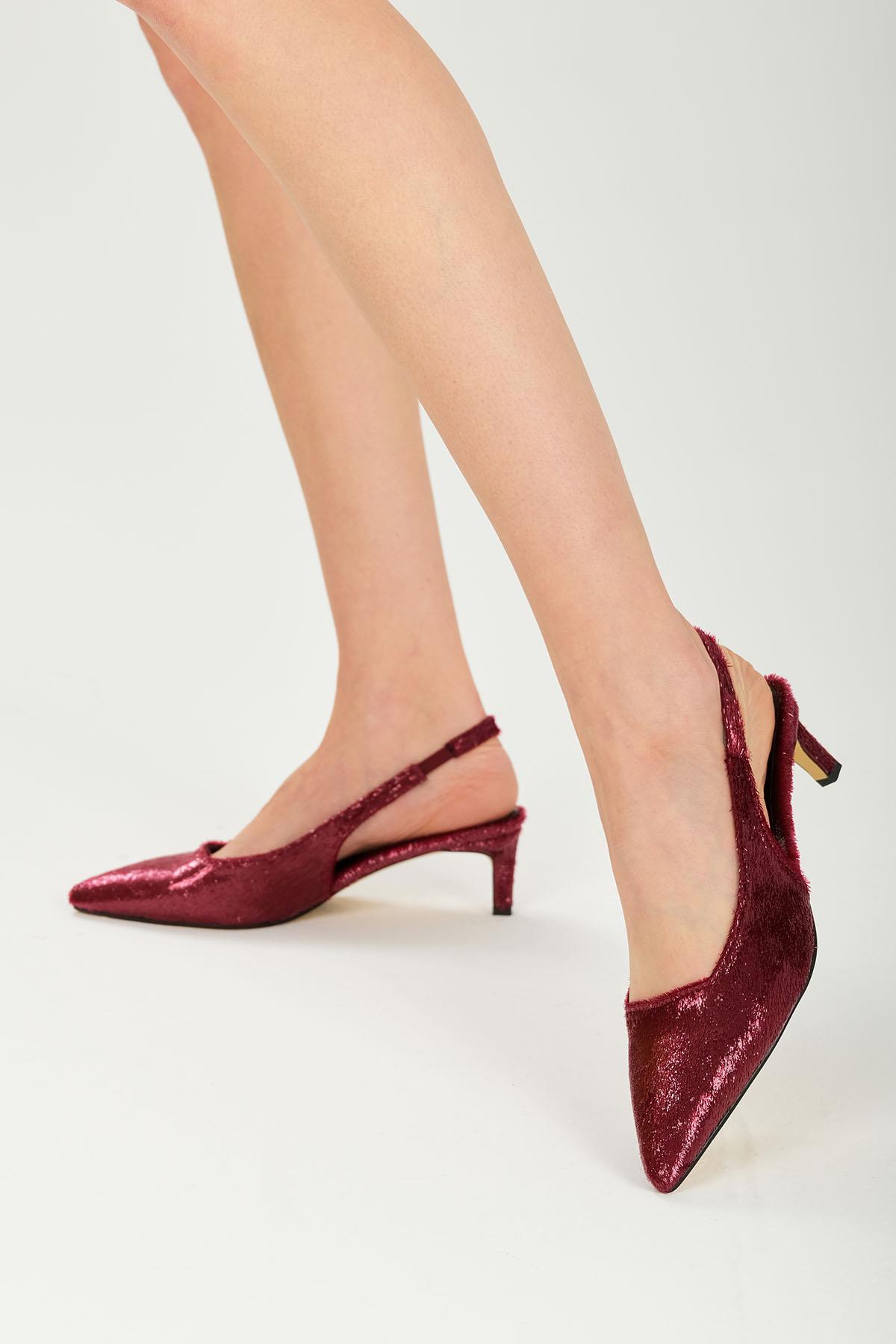 Colina Bordo Renk Abiye Topuklu Ayakkabı