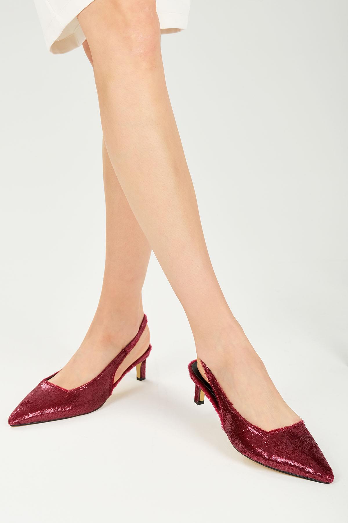 Colina Bordo Renk Abiye Topuklu Ayakkabı