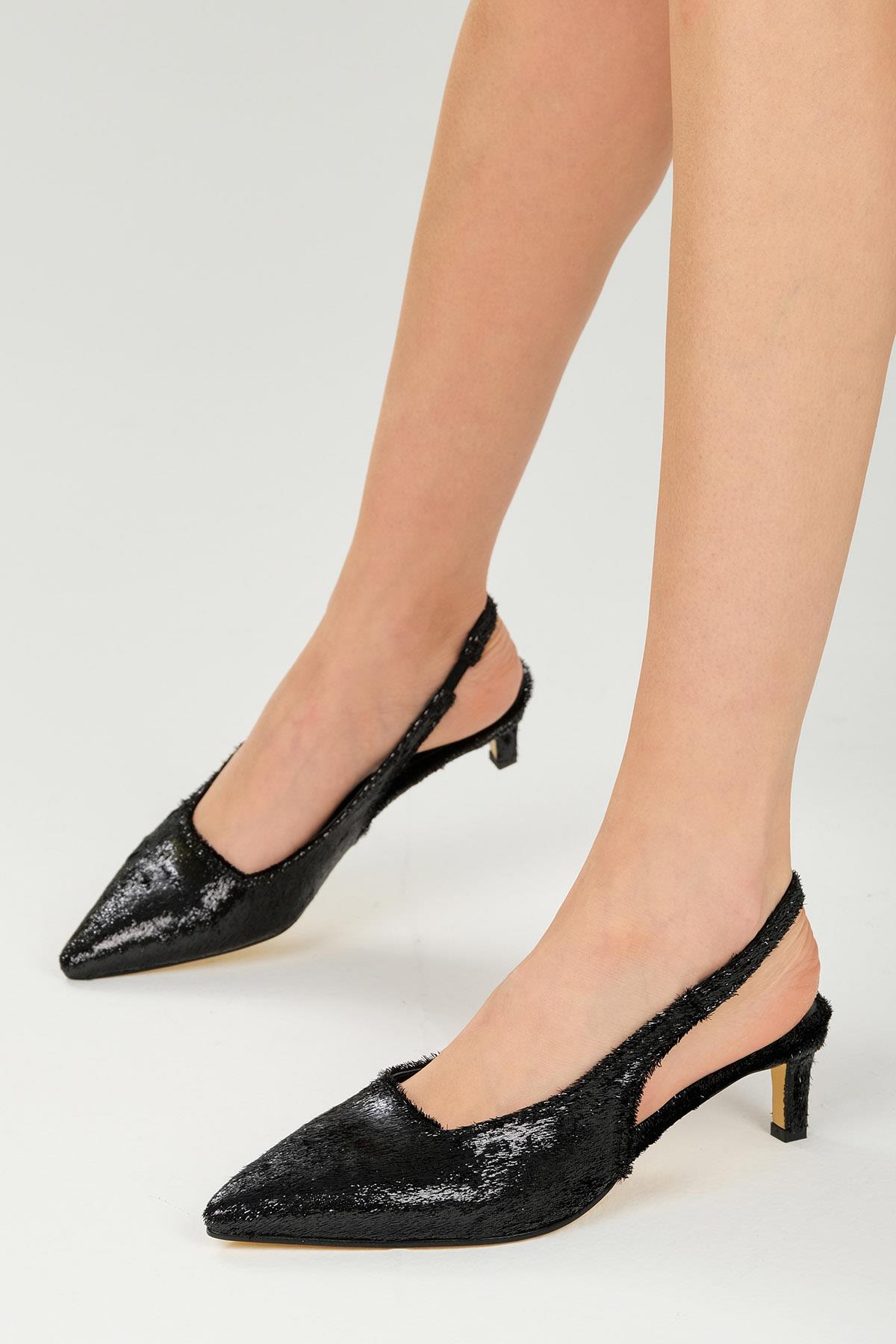 Colina Siyah Renk Abiye Topuklu Ayakkabı