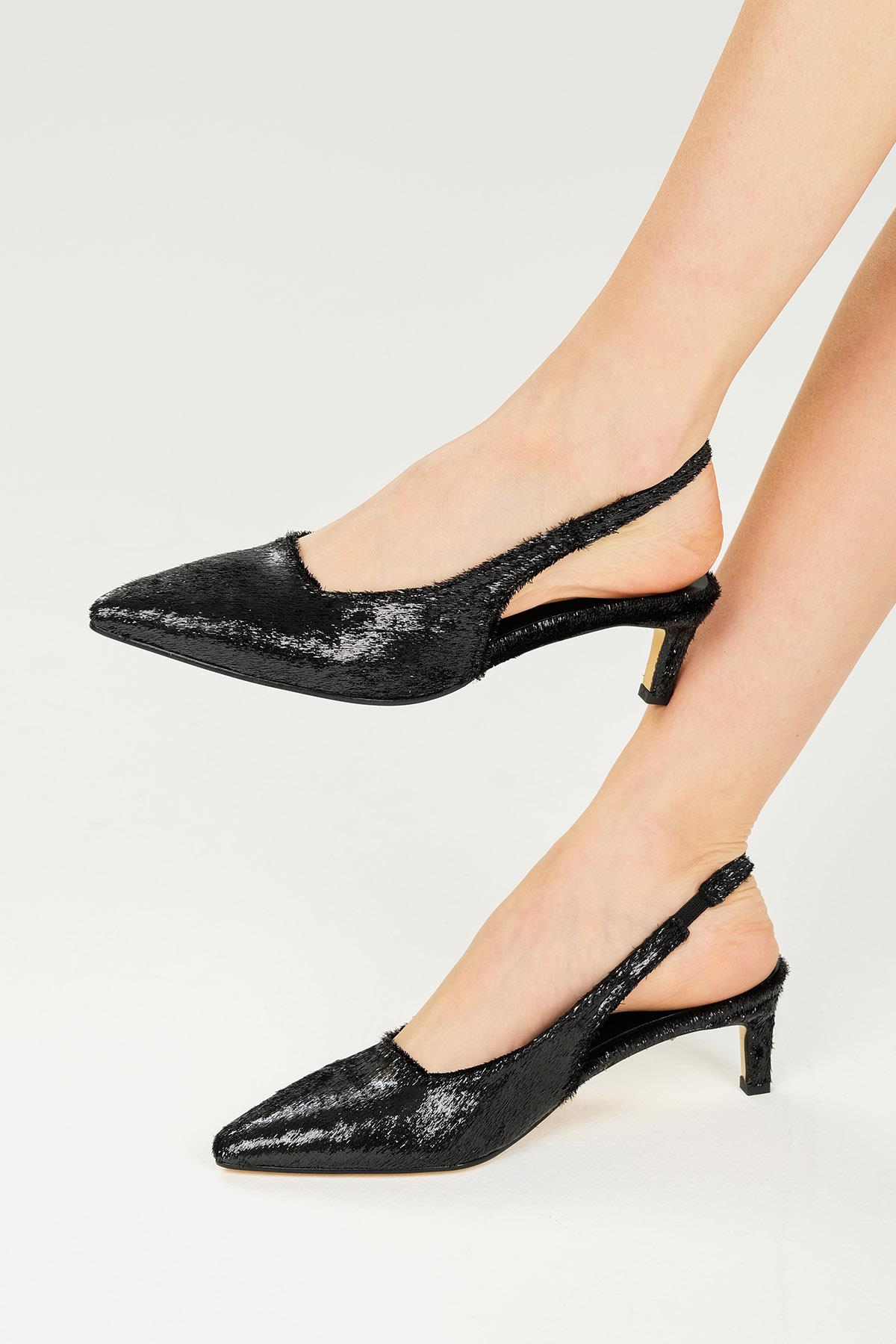 Colina Siyah Renk Abiye Topuklu Ayakkabı