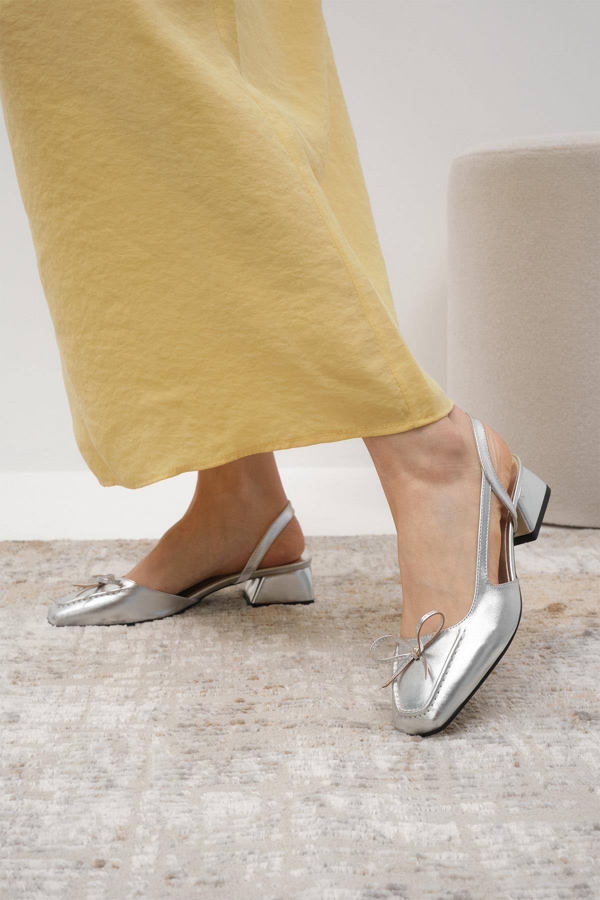Bria Silver Color Short Heels