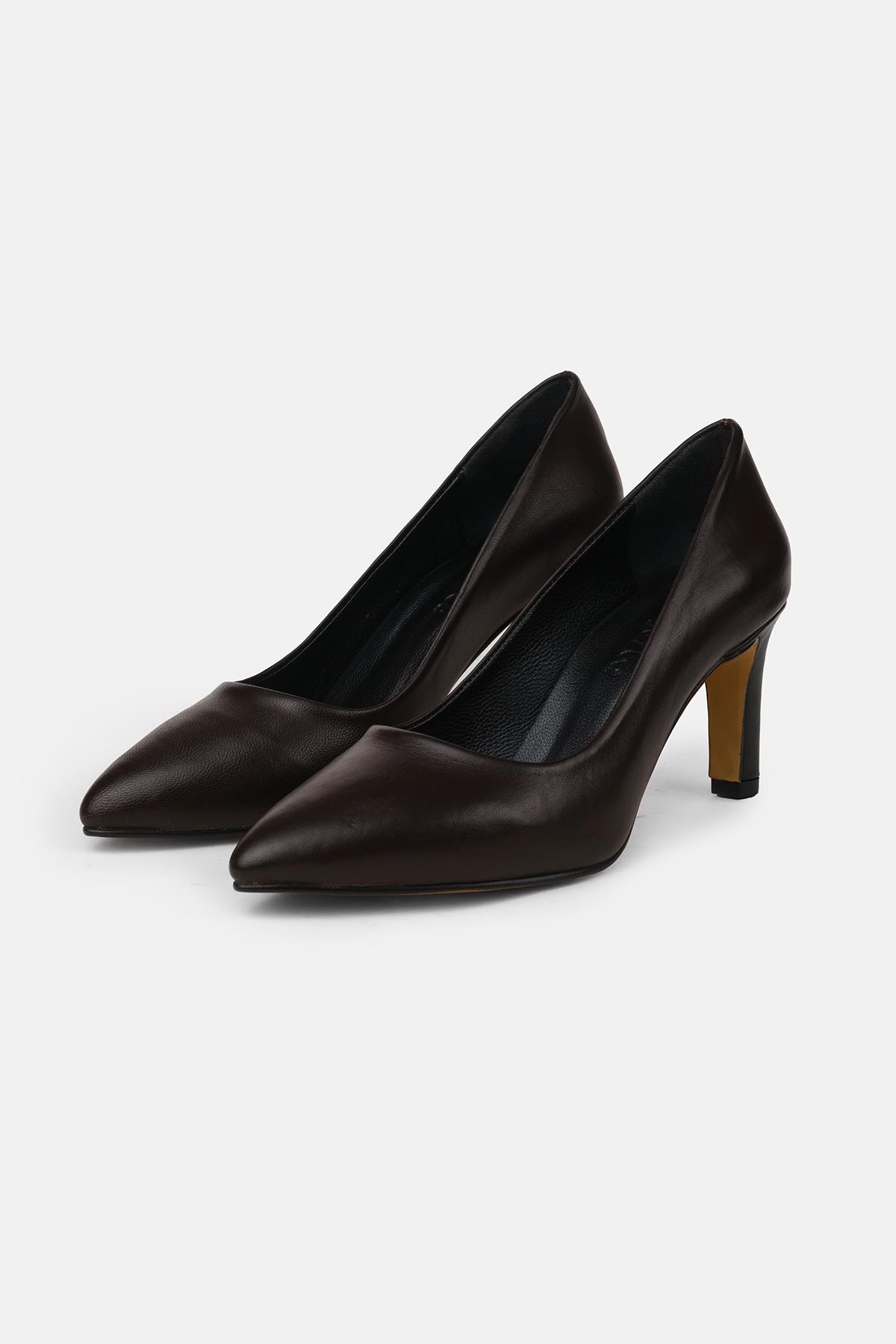 Beliz Hakiki Deri Acı Kahve Stiletto