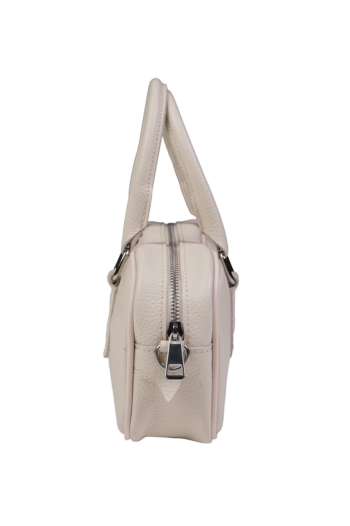 Hakiki Deri Bej Renk El Ve Kol Çantası