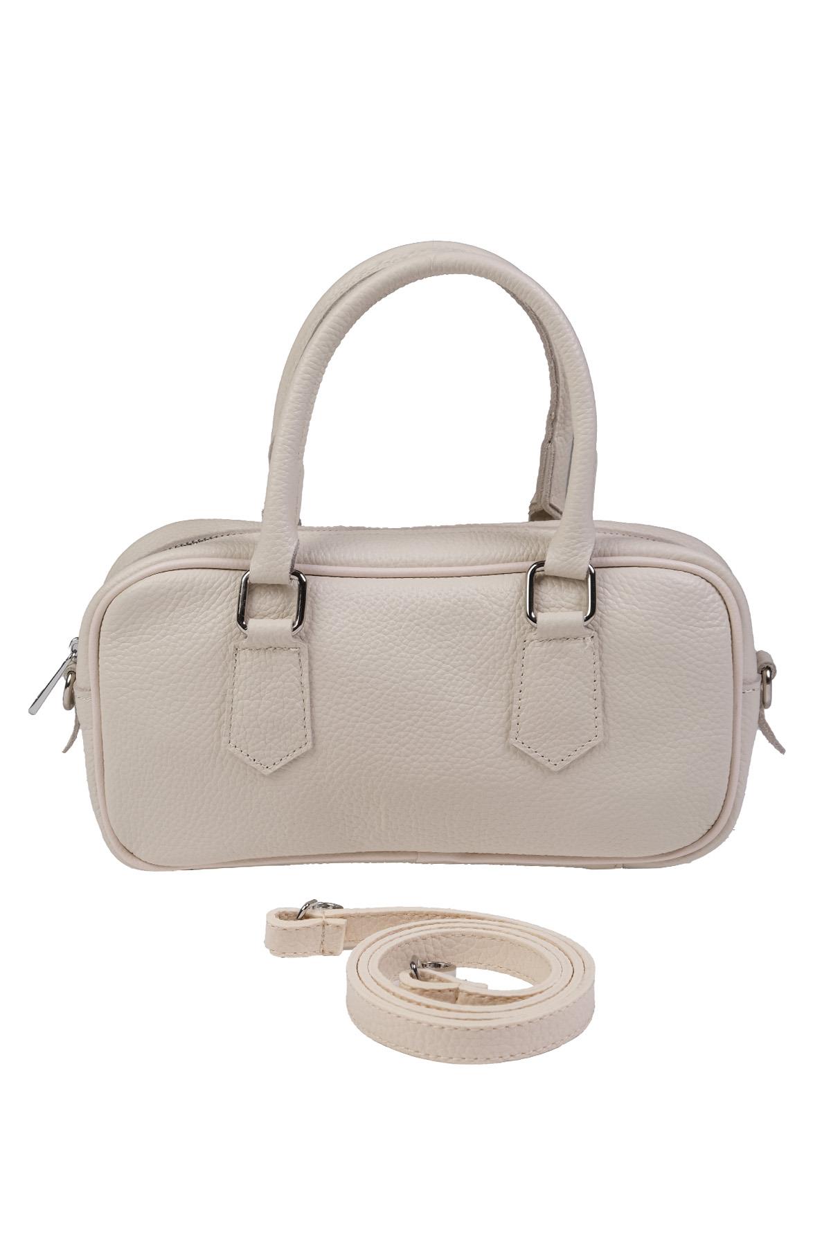 Hakiki Deri Bej Renk El Ve Kol Çantası