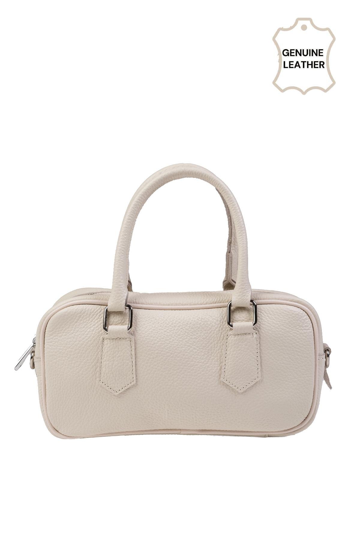Hakiki Deri Bej Renk El Ve Kol Çantası