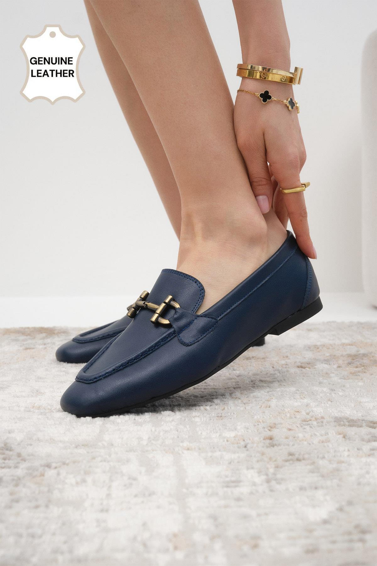 Manon Hakiki Deri Lacivert Renk Loafer