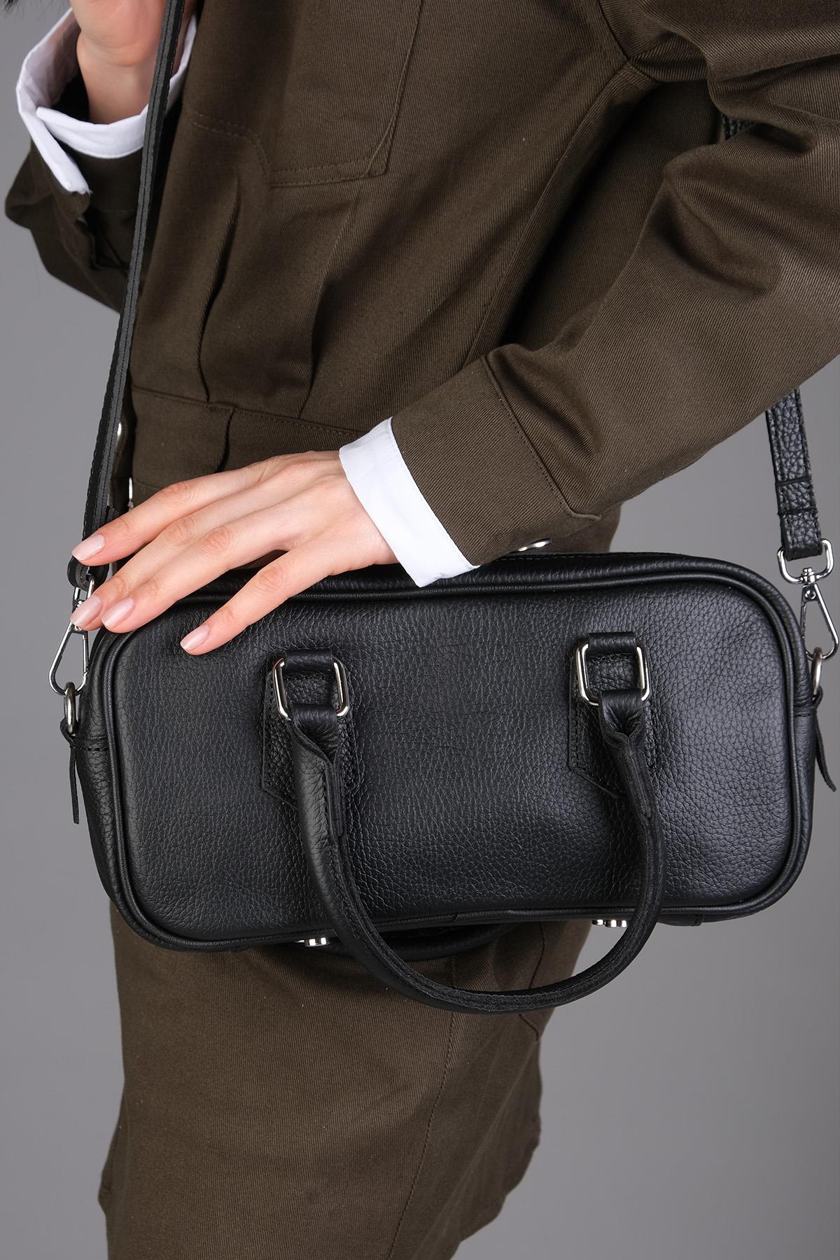 Hakiki Deri Siyah Renk El Ve Kol Çantası