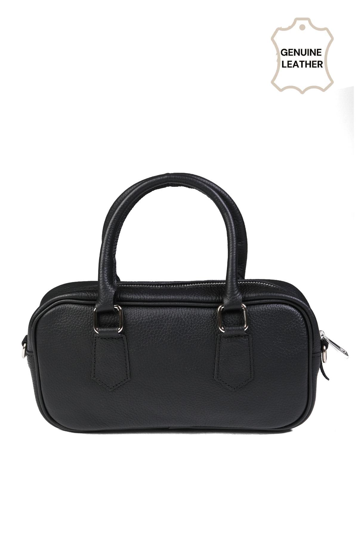 Hakiki Deri Siyah Renk El Ve Kol Çantası