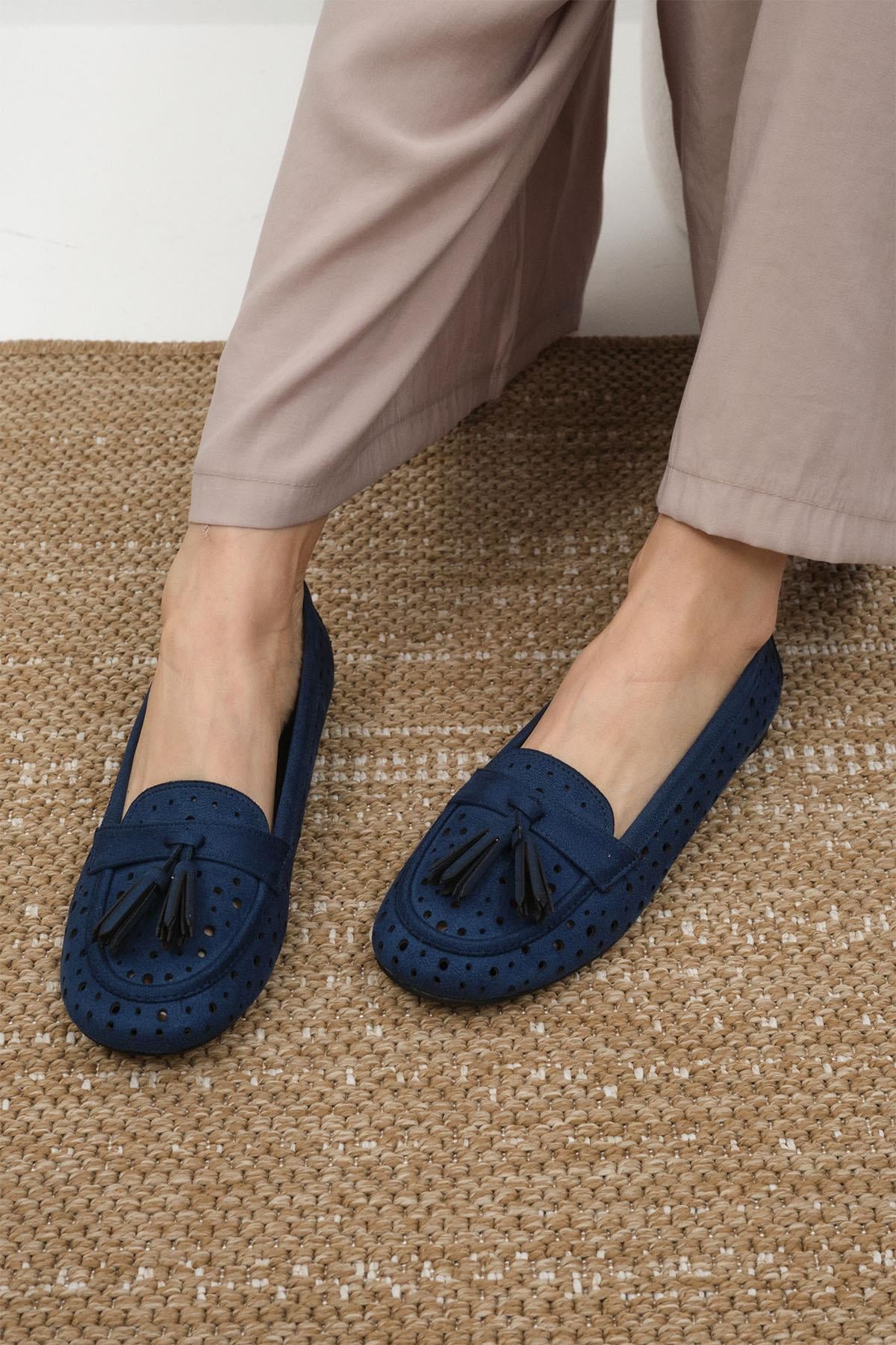 Hazel Lacivert Renk Püsküllü Loafer