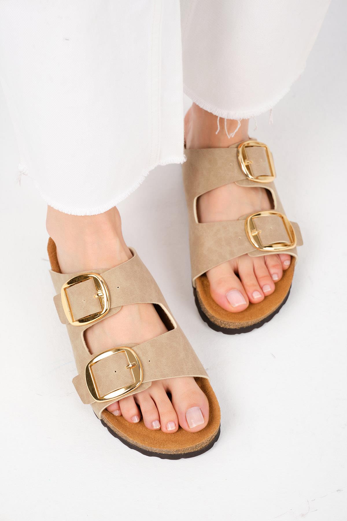 Ines Bej Renk Ortopedik Mantar Tabanlı Terlik