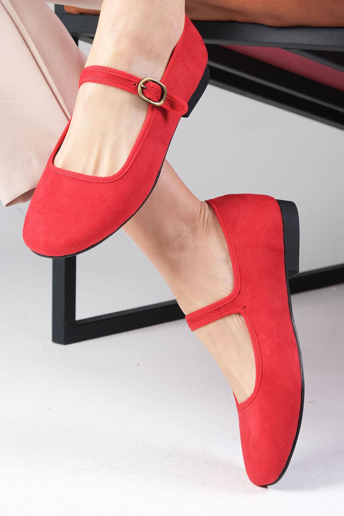 Inna Kırmızı Renk Bantlı Babet