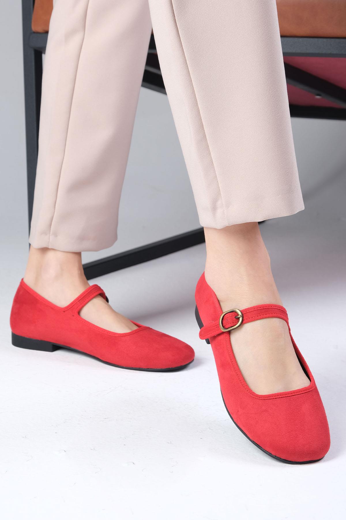 Inna Kırmızı Renk Bantlı Babet