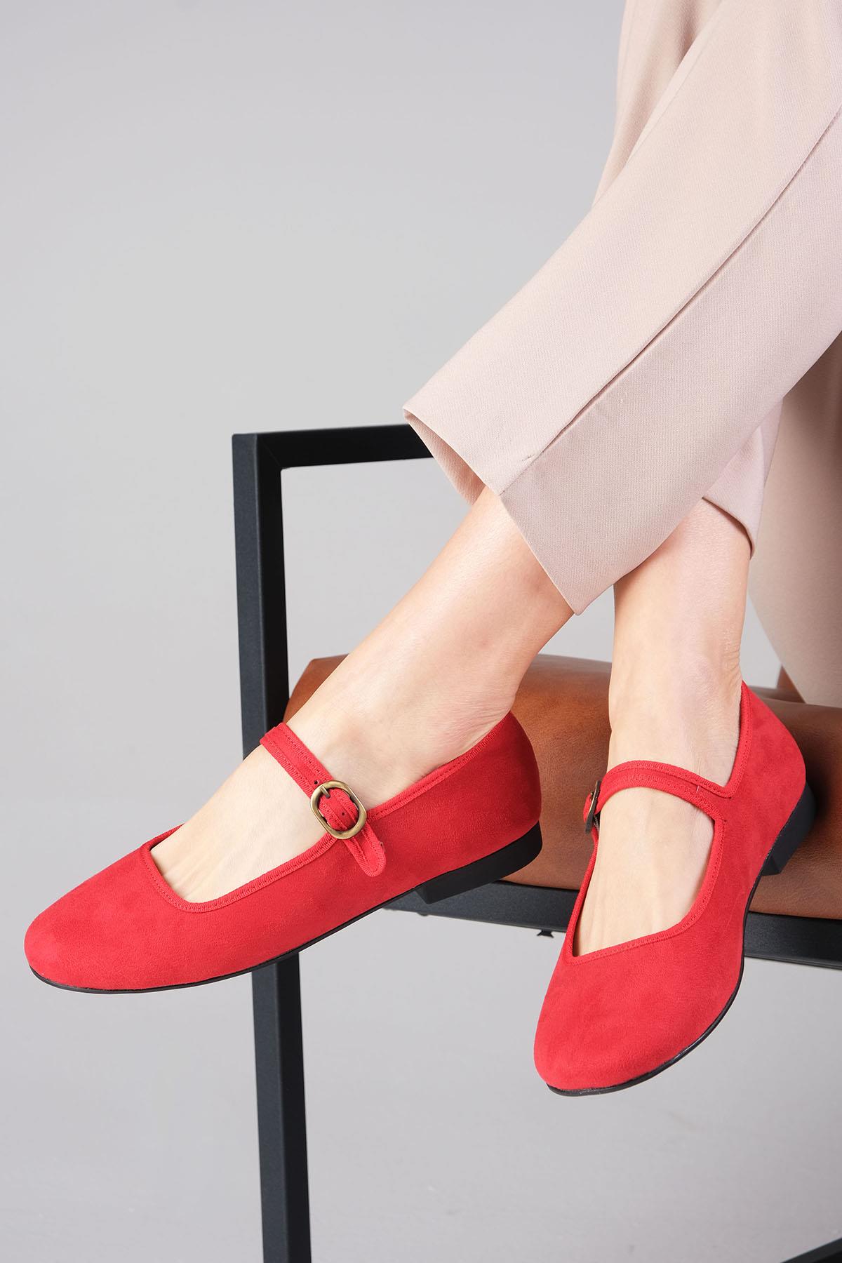 Inna Kırmızı Renk Bantlı Babet