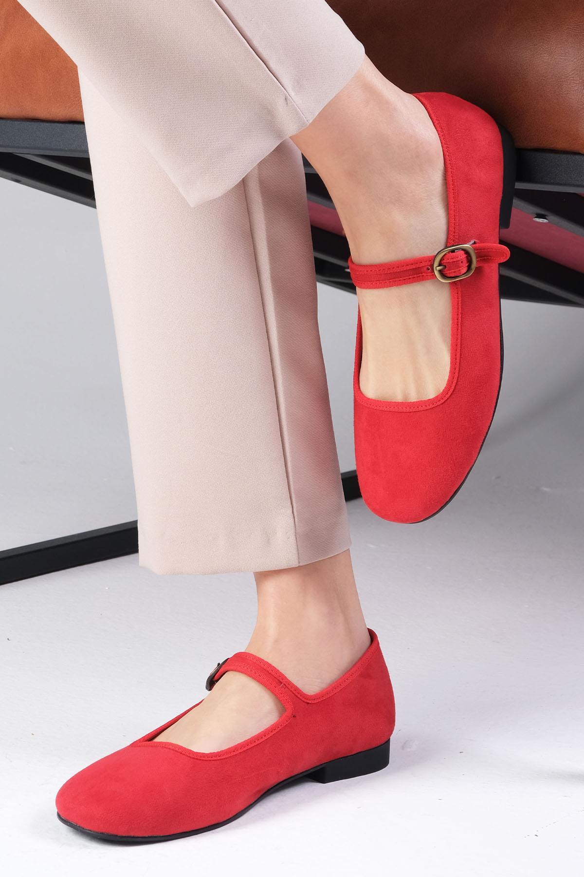 Inna Kırmızı Renk Bantlı Babet