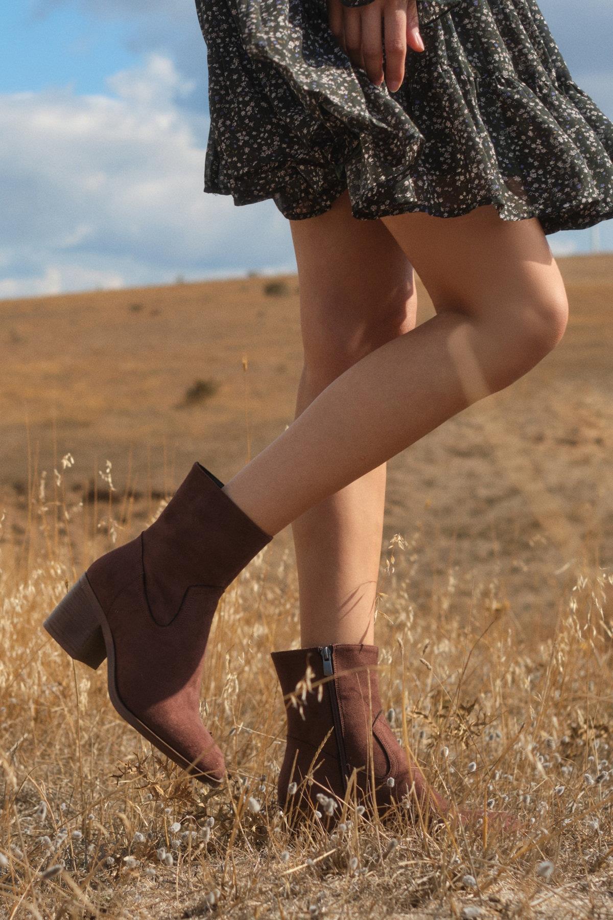 Amory Kahverengi Kalın Topuklu Bot