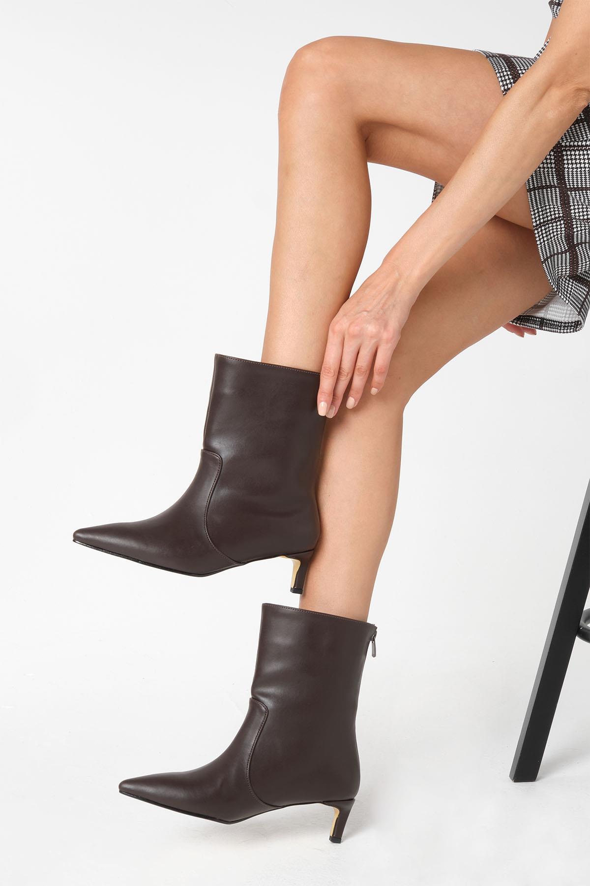 Lily Kahverengi İnce Topuklu Bot