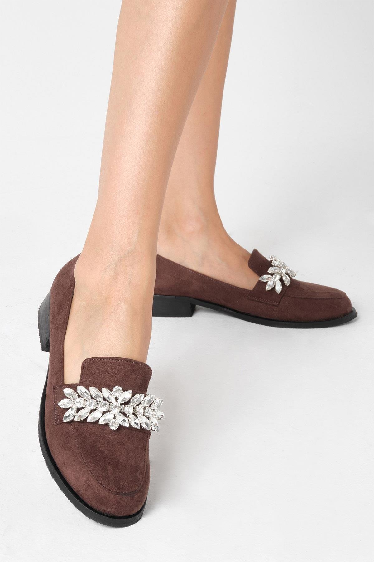 Matilda Kahverengi Süet Taşlı Oxford Ayakkabı