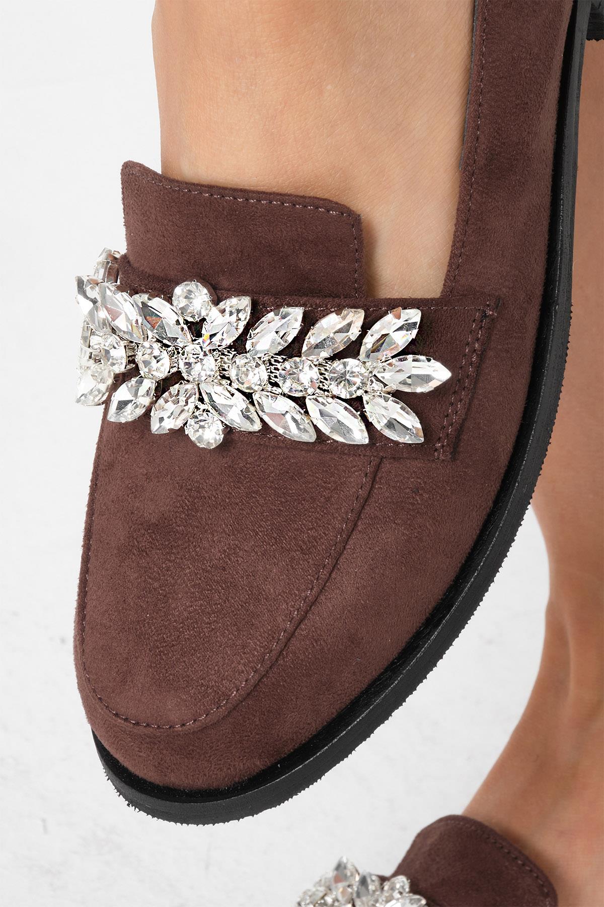 Matilda Kahverengi Süet Taşlı Oxford Ayakkabı