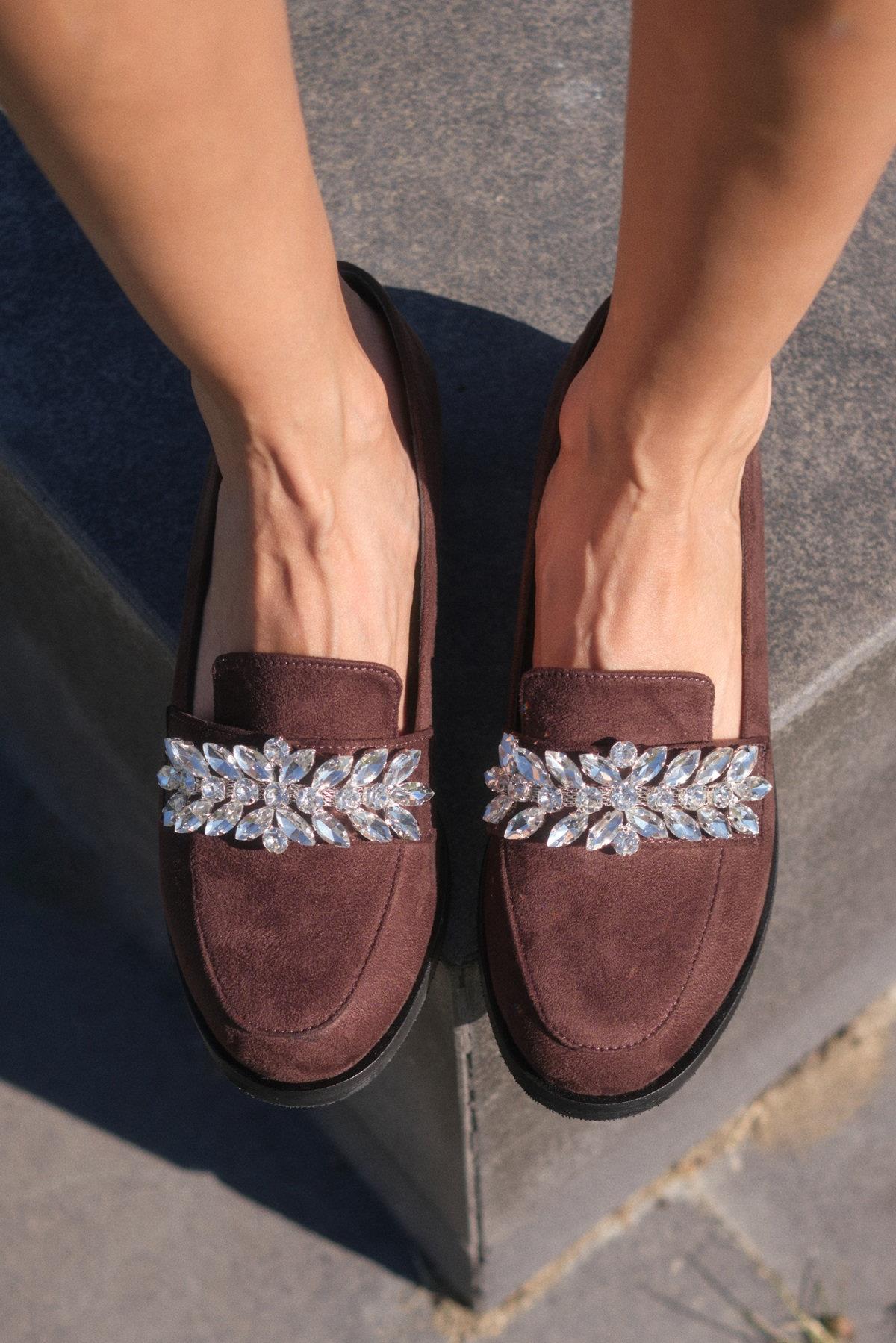 Matilda Kahverengi Süet Taşlı Oxford Ayakkabı