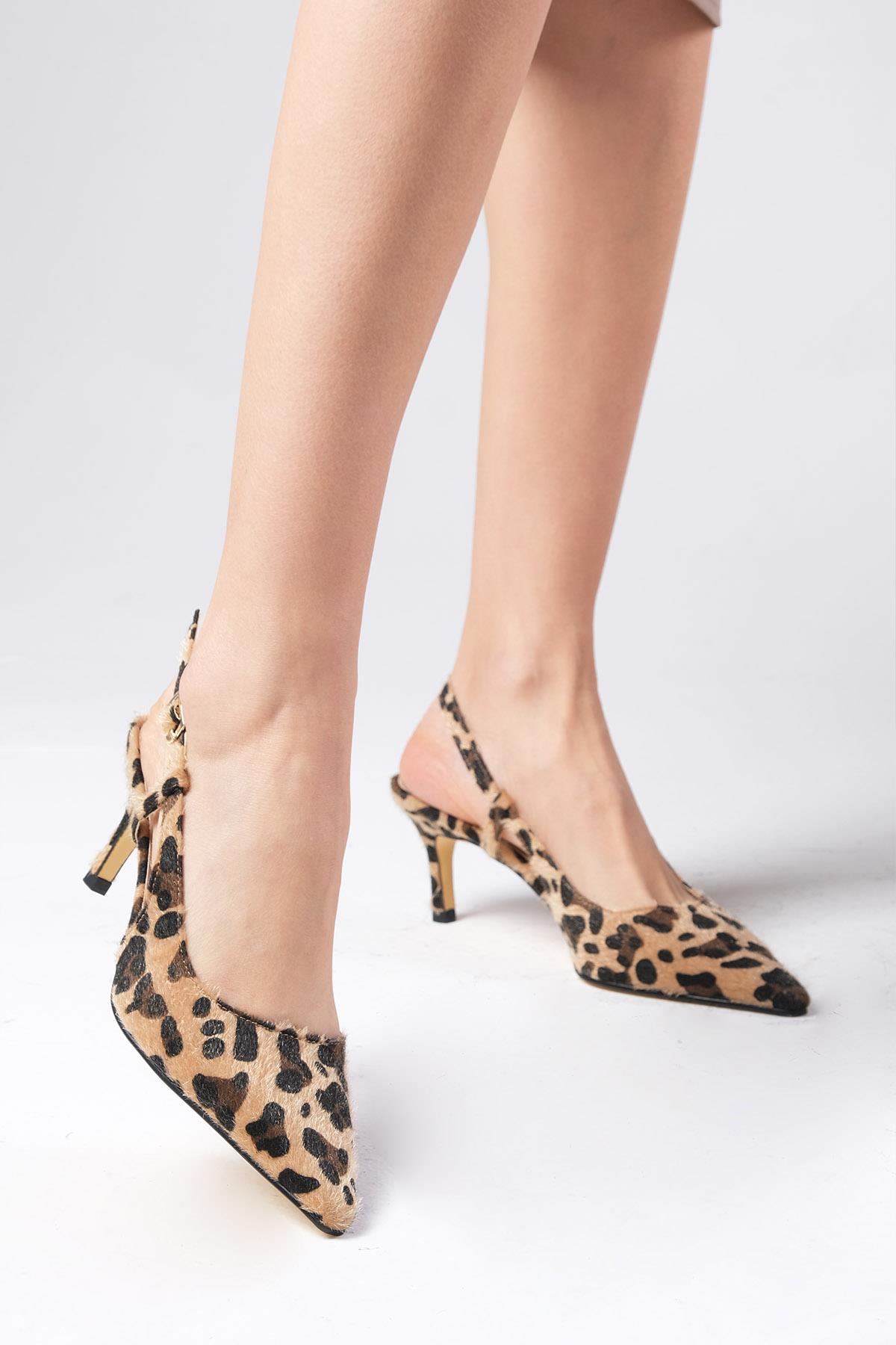 Venüs Leopar Desenli Topuklu Ayakkabı