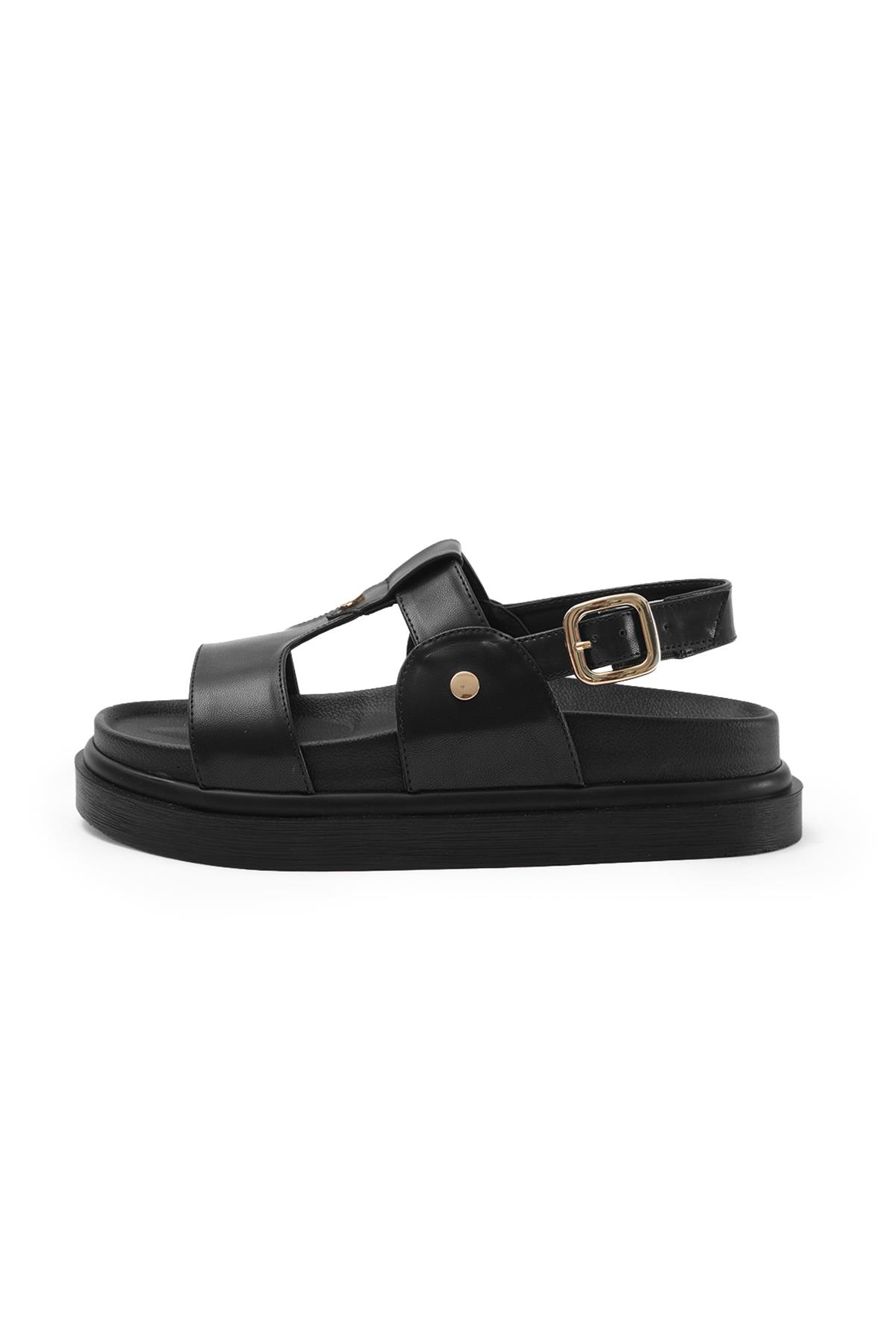 Lexi Siyah Renk Platform Tabanlı Sandalet