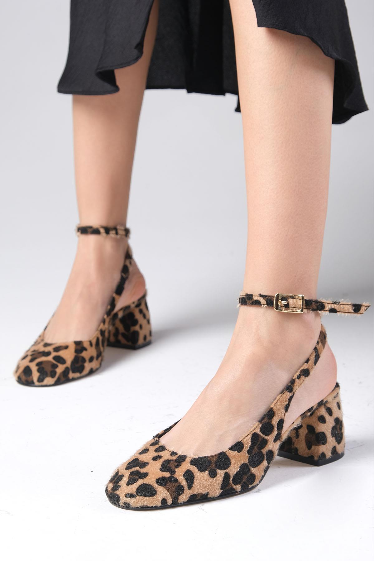 Lia Leopar Desenli Topuklu Ayakkabı