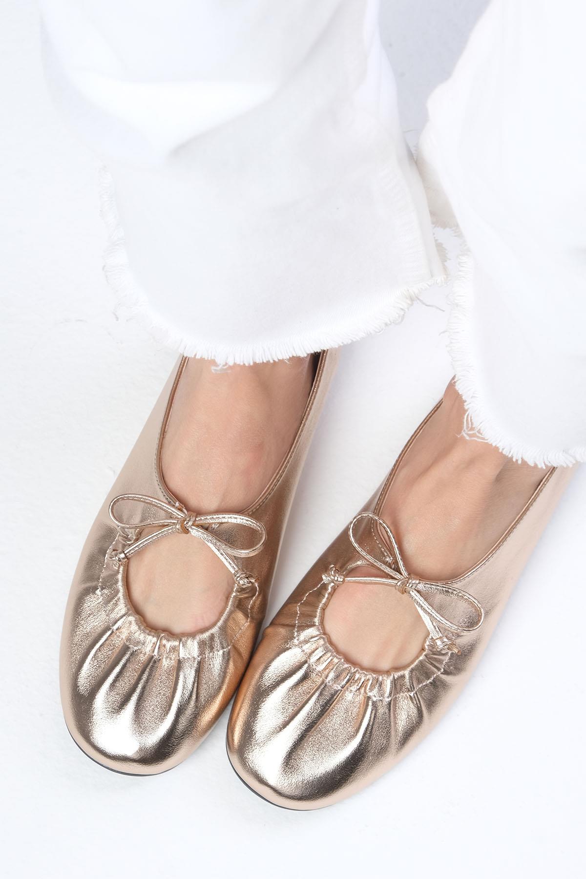 Lisbet Bakır Renk Büzgülü Babet