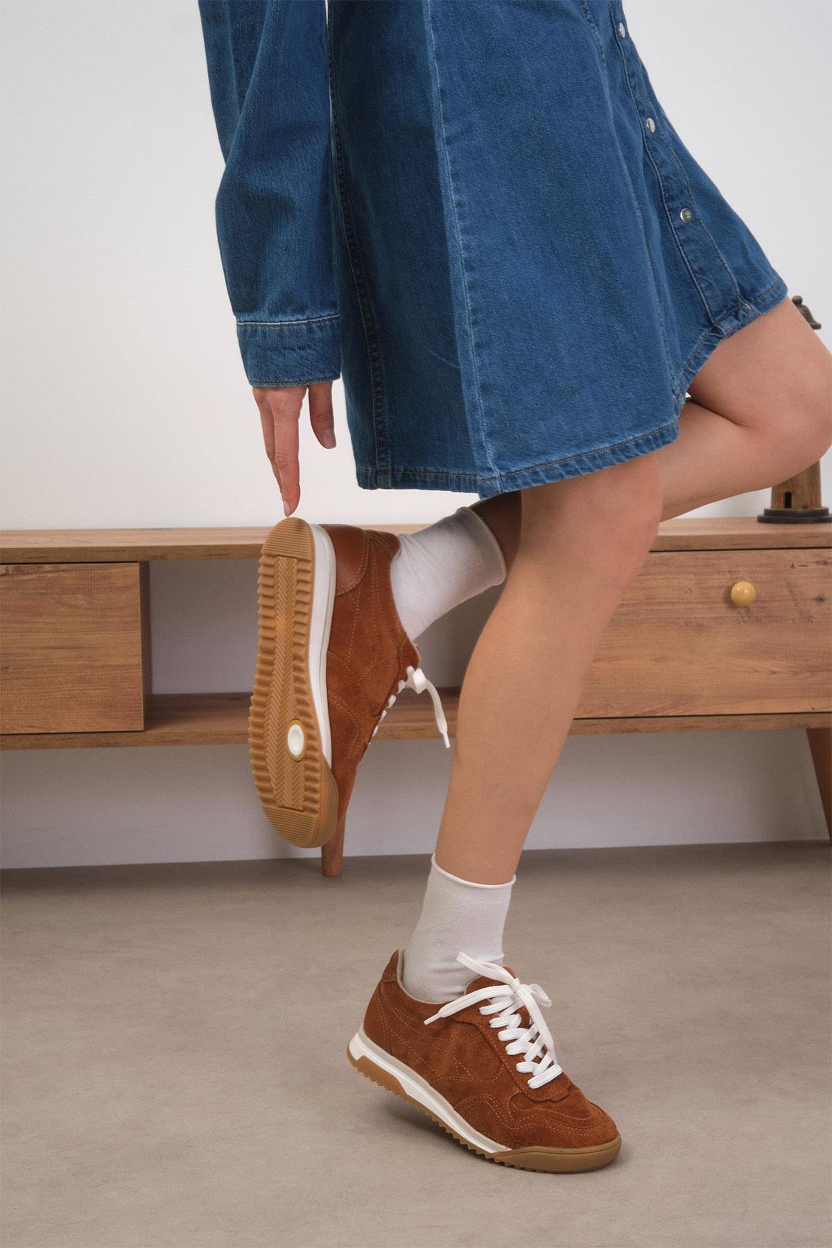 Nova Hakiki Deri Taba Renk Spor Ayakkabı