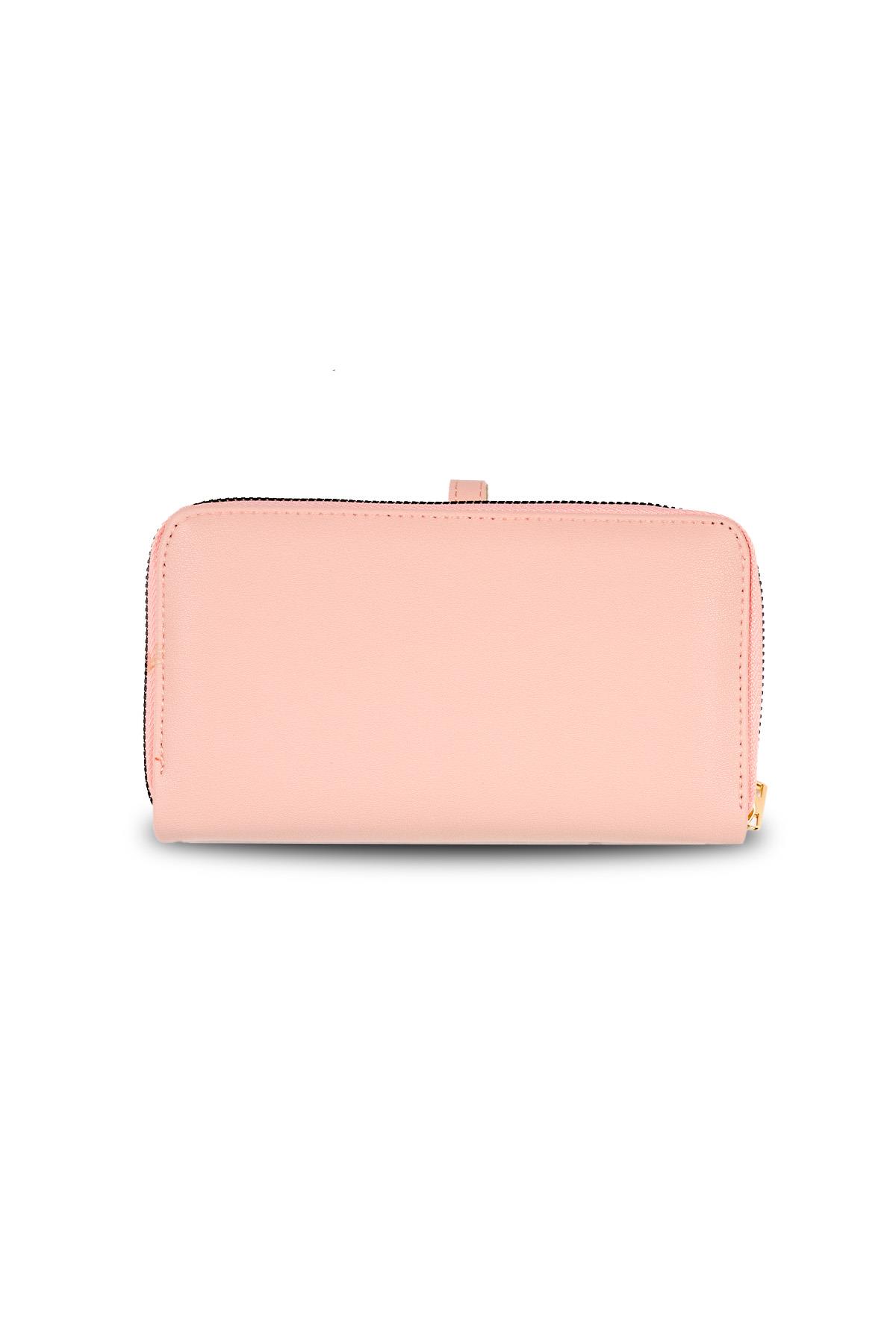 Pudra Renk Fermuarlı Cüzdan 