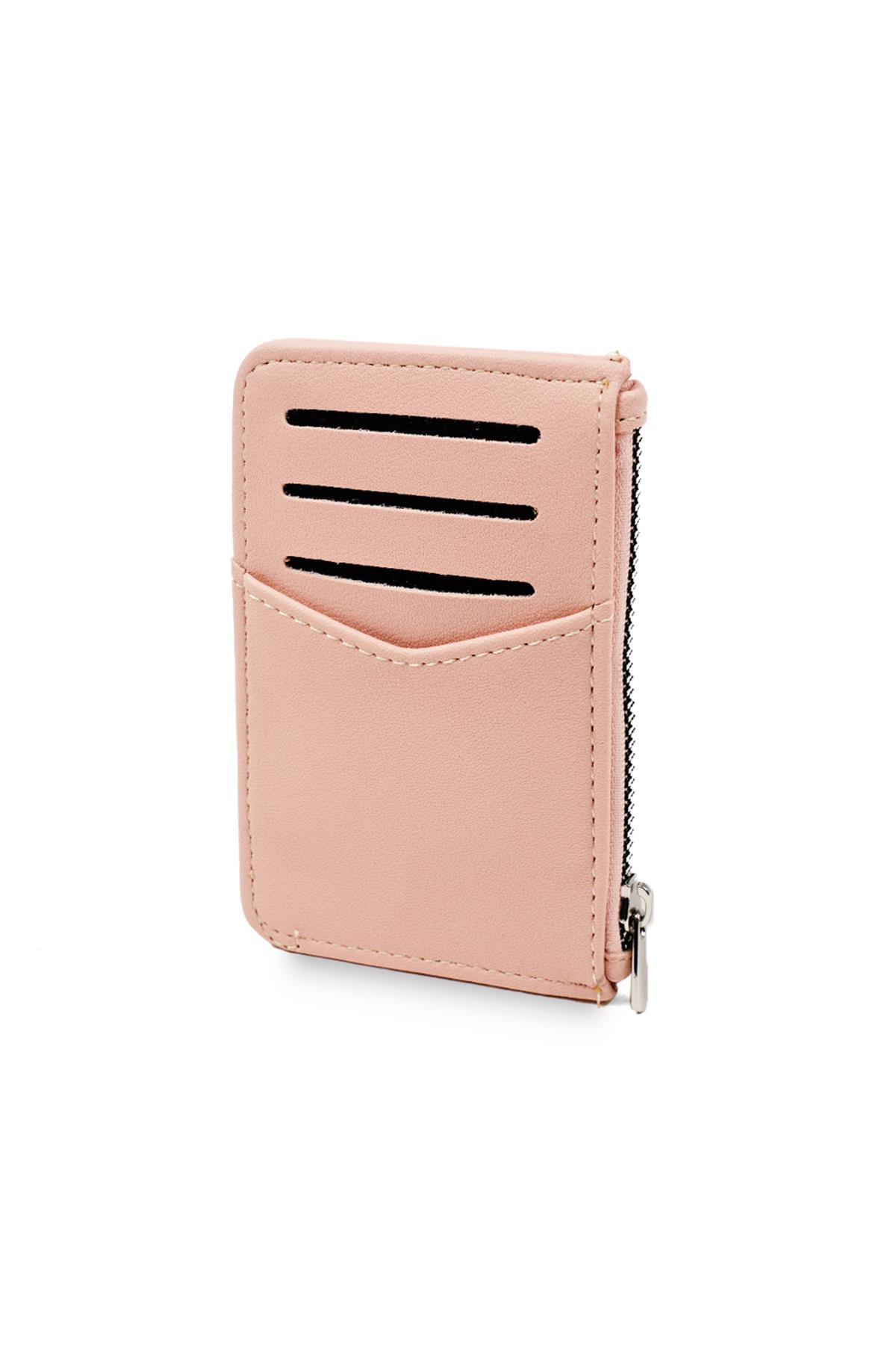 Pudra Renk Fermuarlı Kartlık Cüzdan 