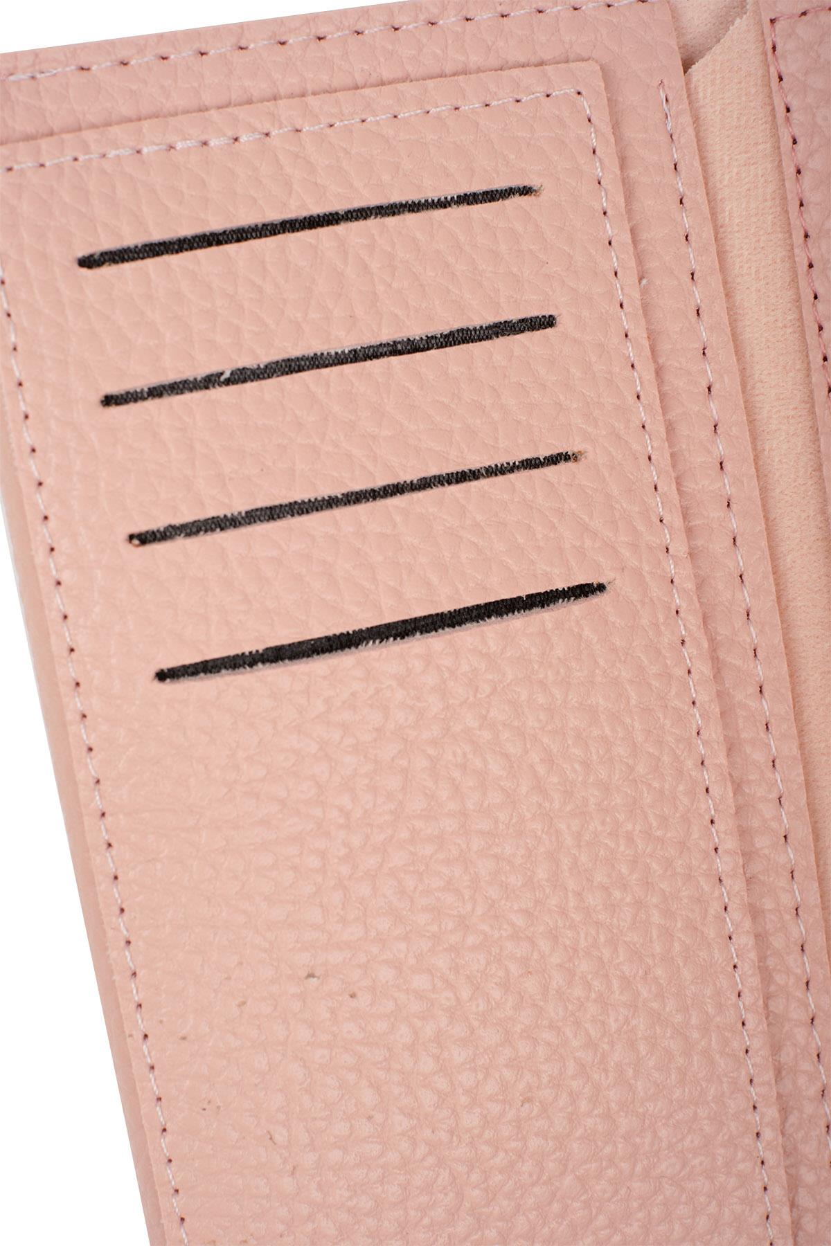 Pudra Renk Gold Halka Tokalı Cüzdan 