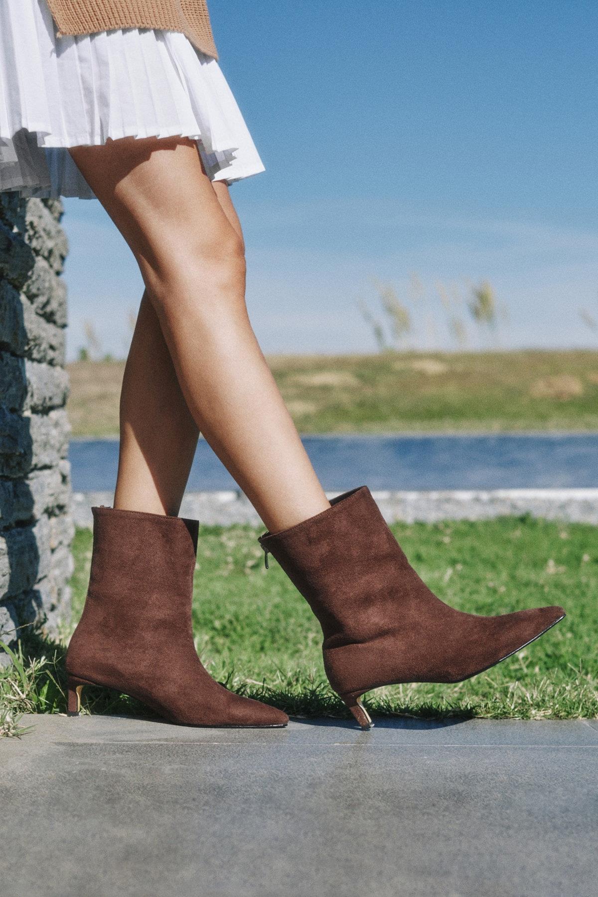 Sheena Kahverengi İnce Topuklu Bot