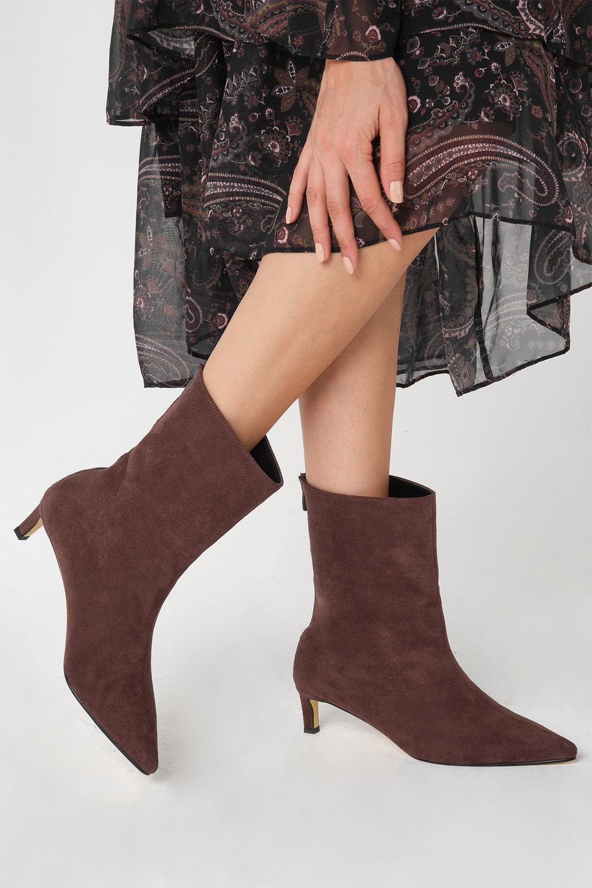 Sheena Kahverengi İnce Topuklu Bot