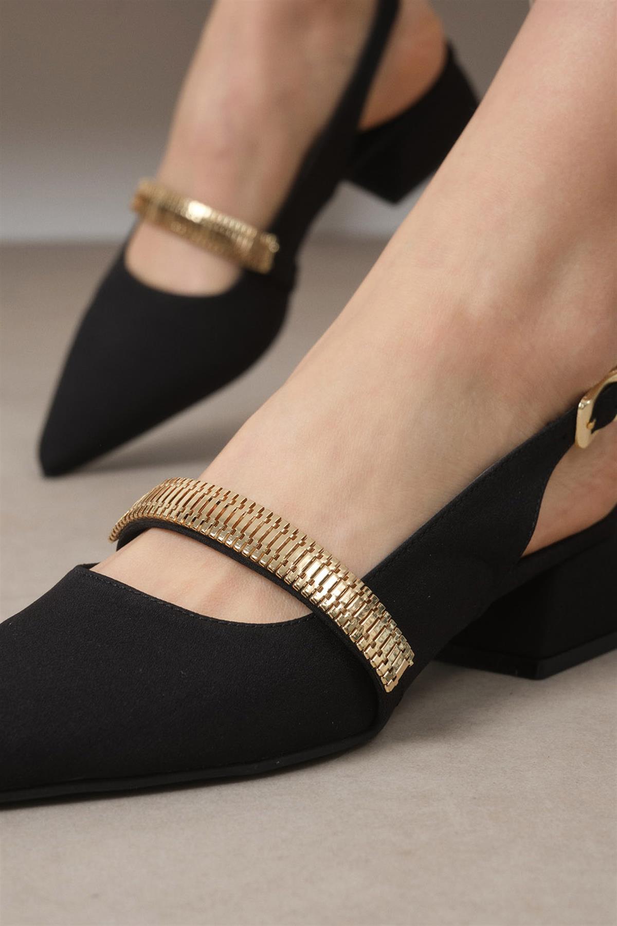 Laura Black Color Short Heels