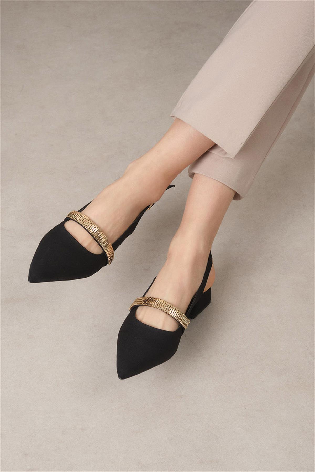 Laura Black Color Short Heels