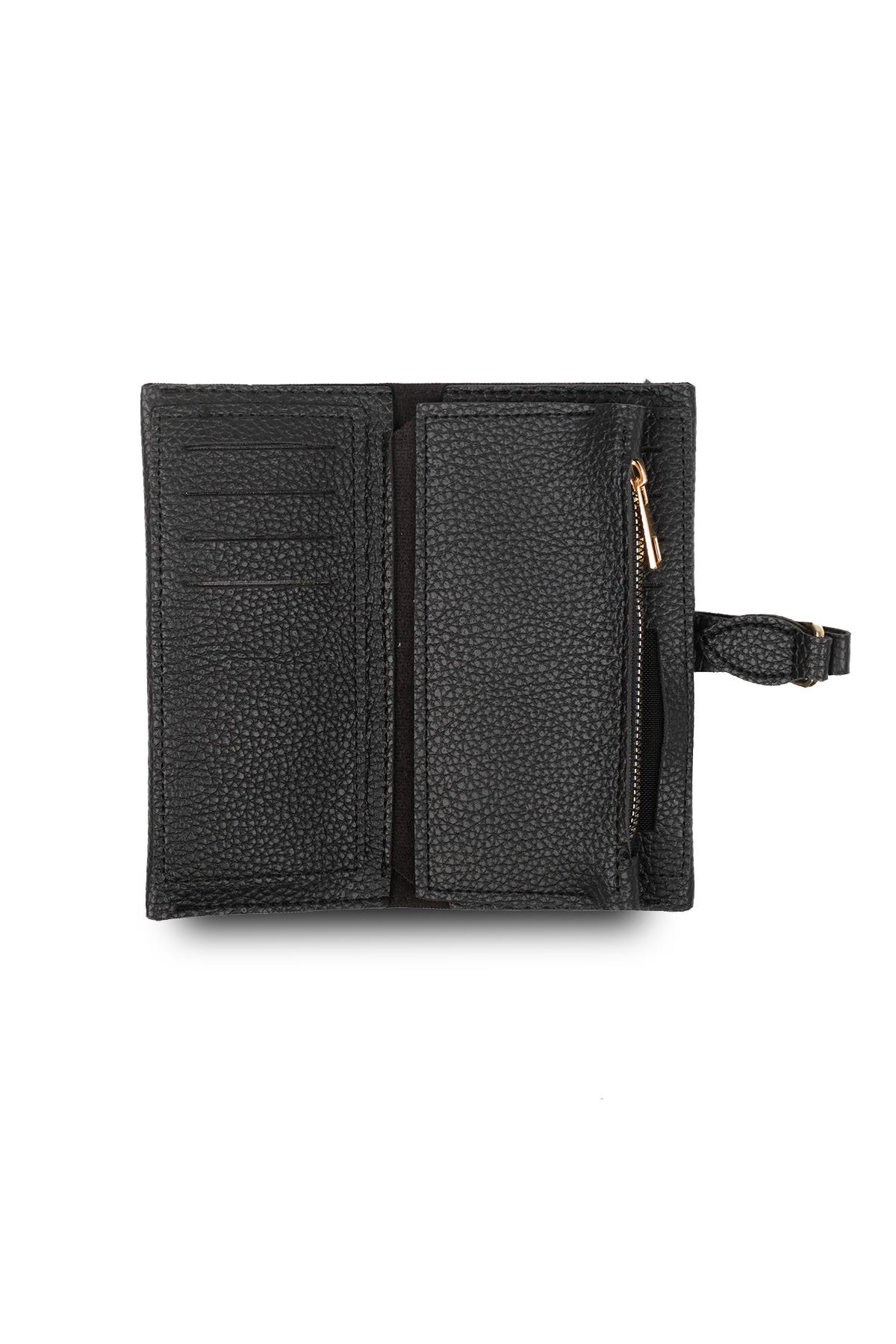 Siyah Renk Gold Halka Tokalı Cüzdan 