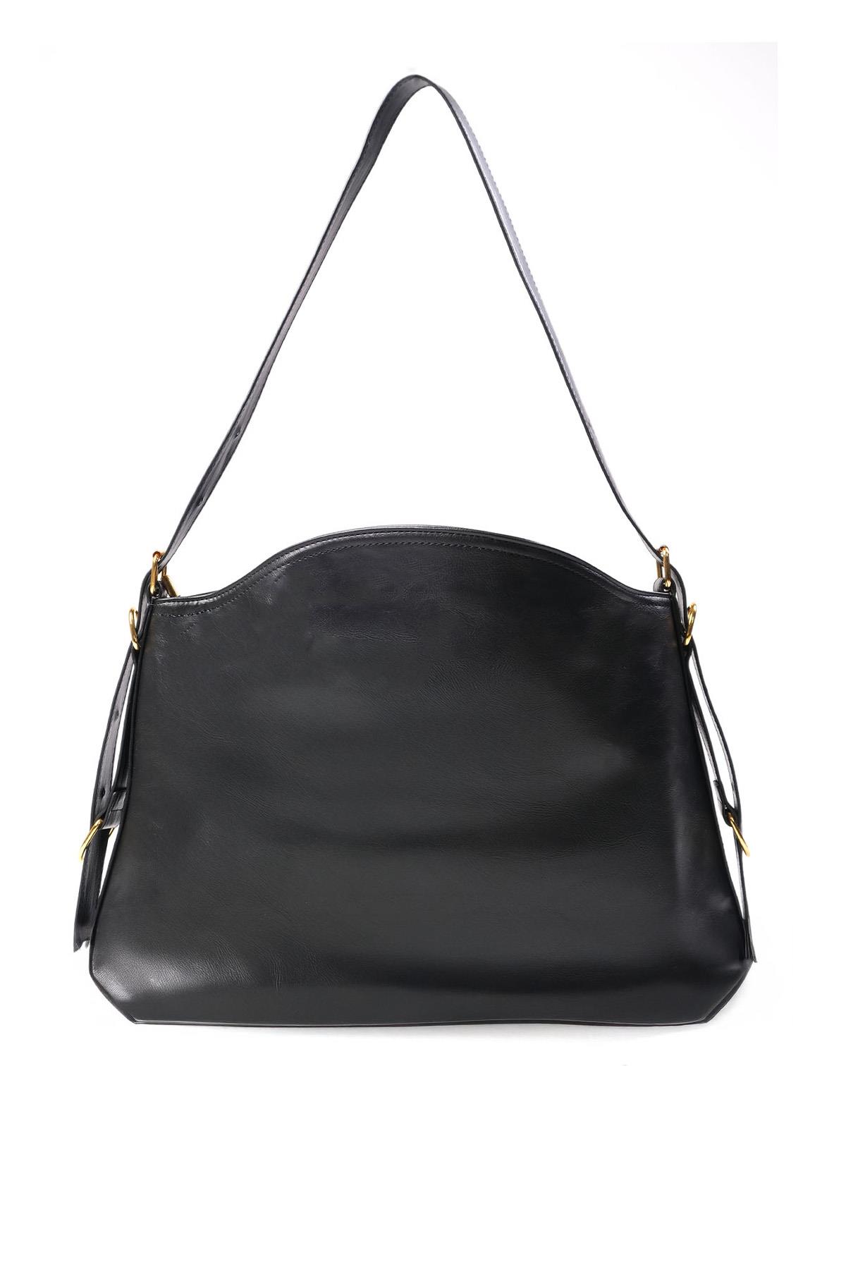 Siyah Renk Kemer Detaylı Omuz Çantası