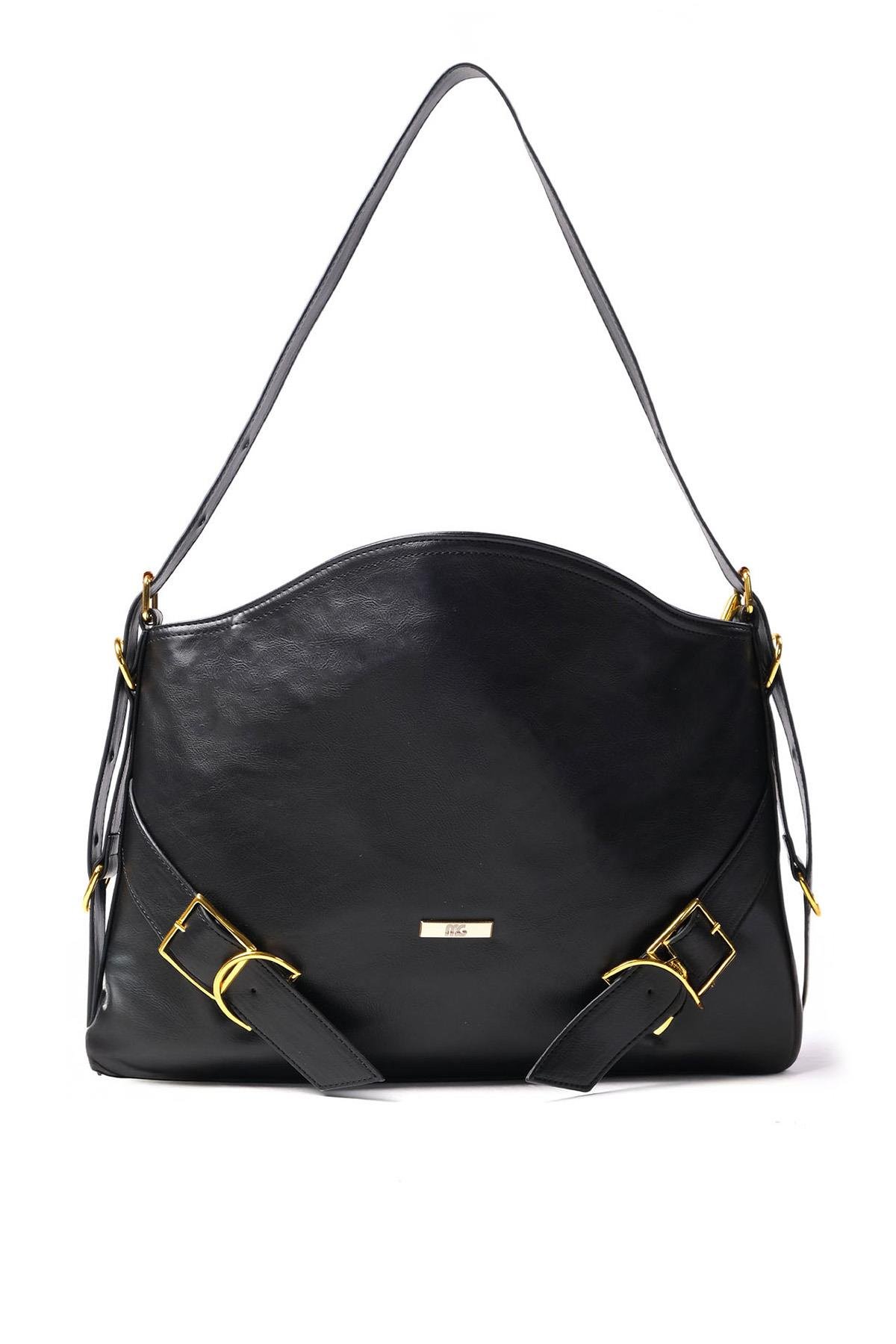 Siyah Renk Kemer Detaylı Omuz Çantası