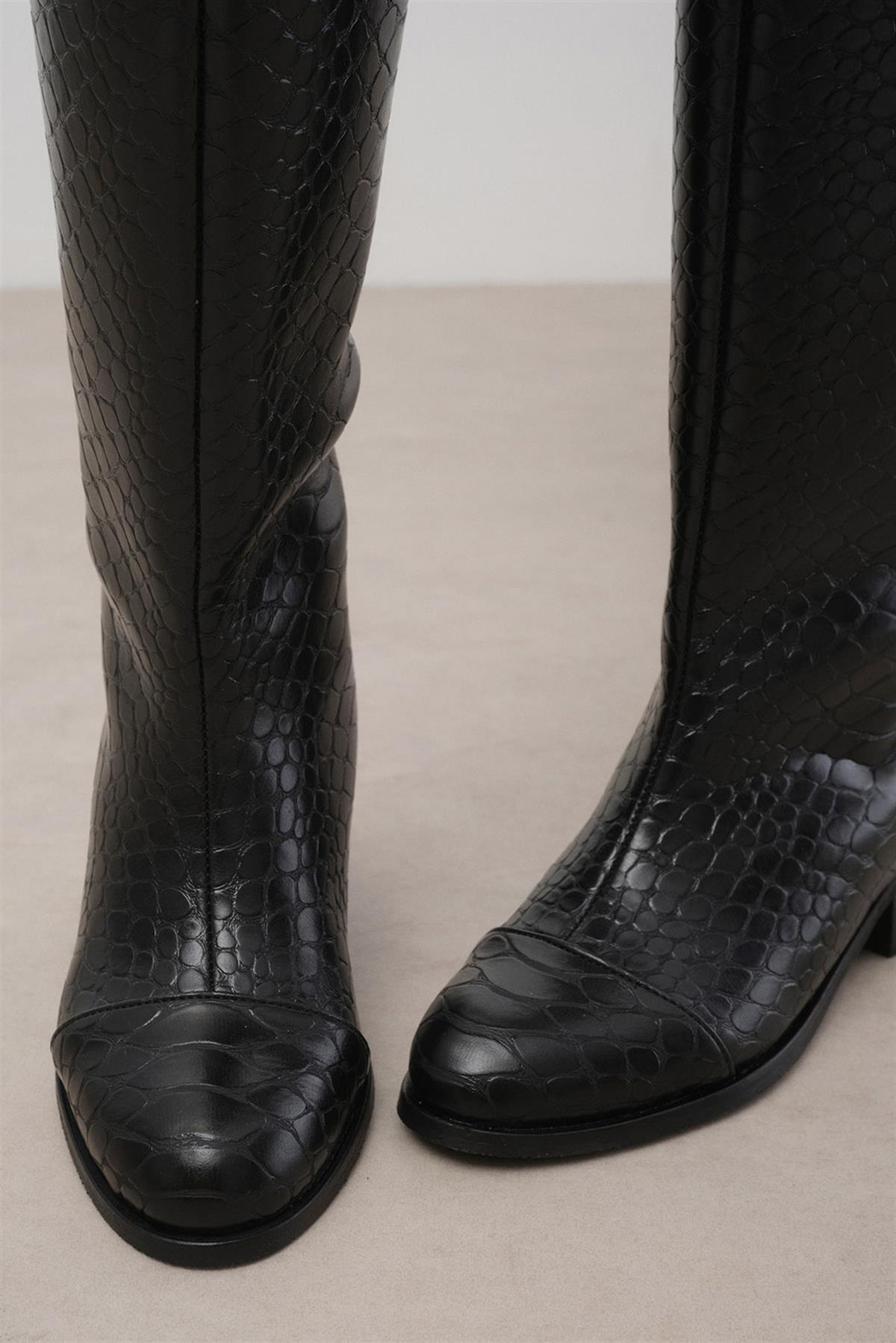 Parley Siyah Renk Krokodil Baskılı Çizme