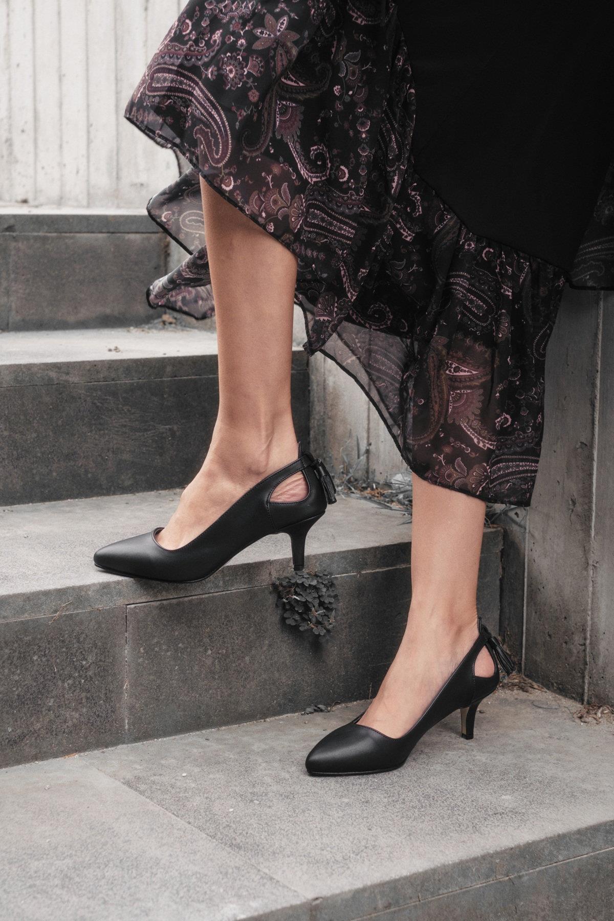 Drop Siyah Renk Topuklu Ayakkabı