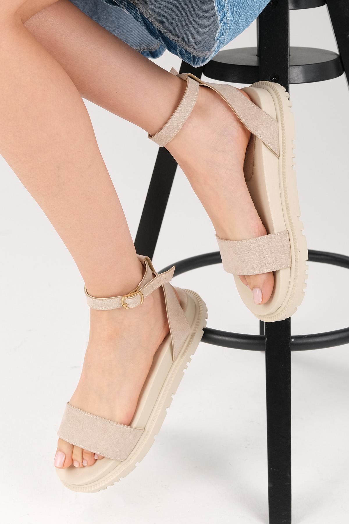 Susana Bej Renk Bilek Bantlı Sandalet