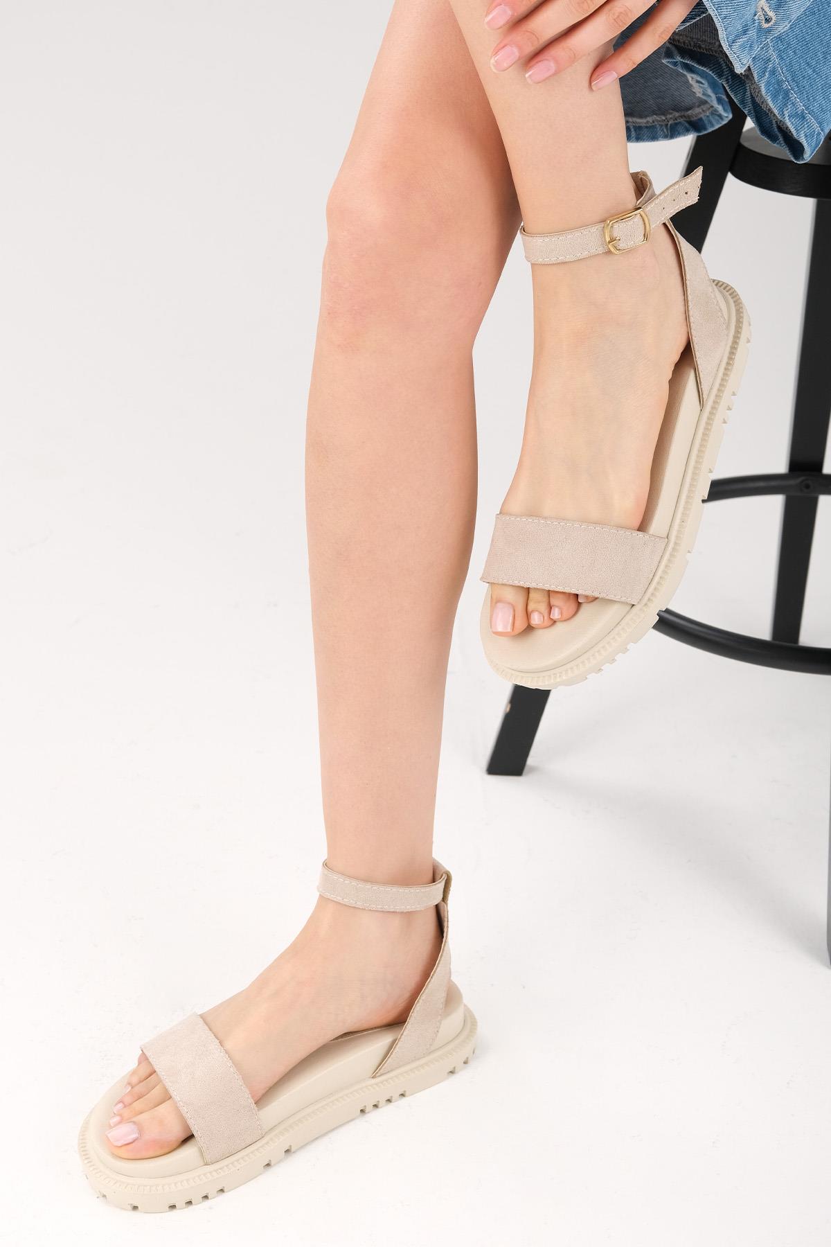 Susana Bej Renk Bilek Bantlı Sandalet
