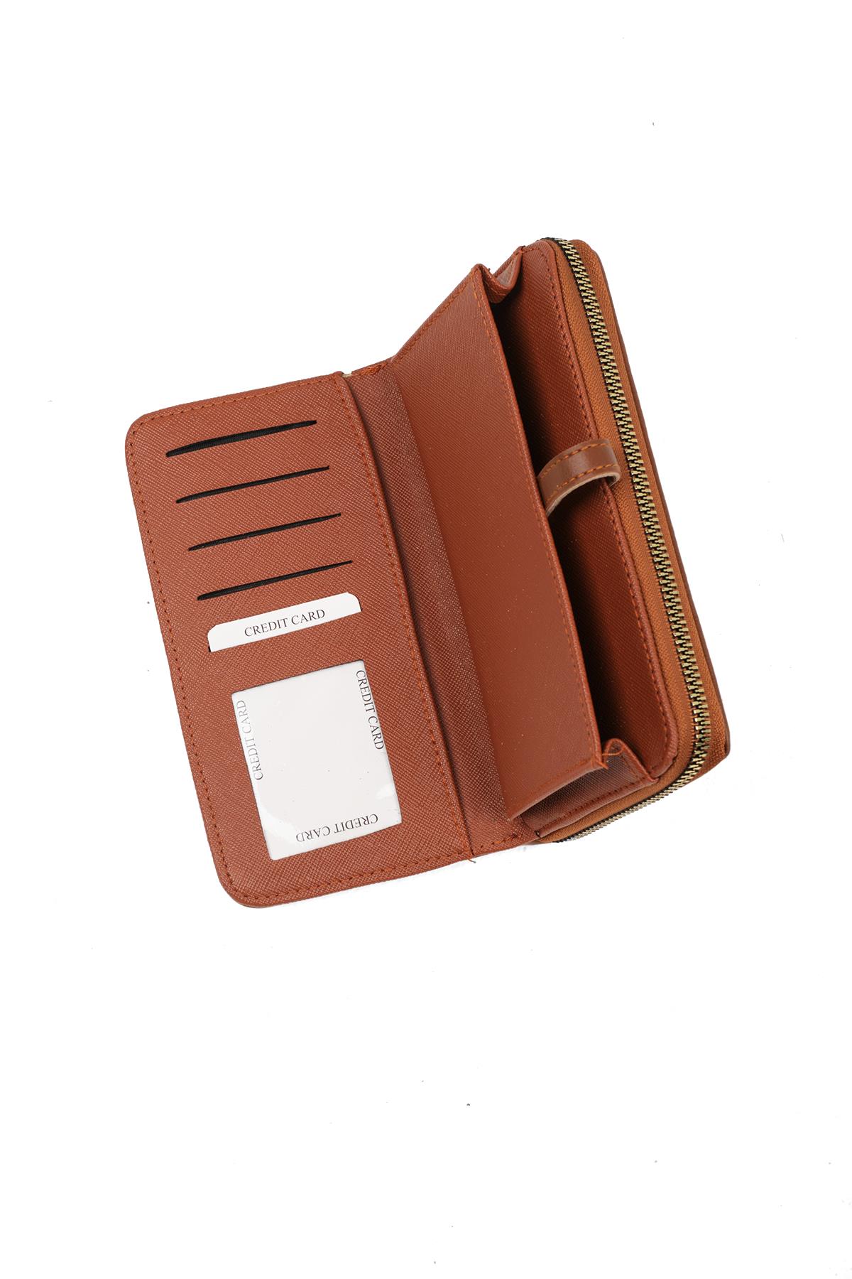 Taba Renk Fermuarlı Cüzdan 