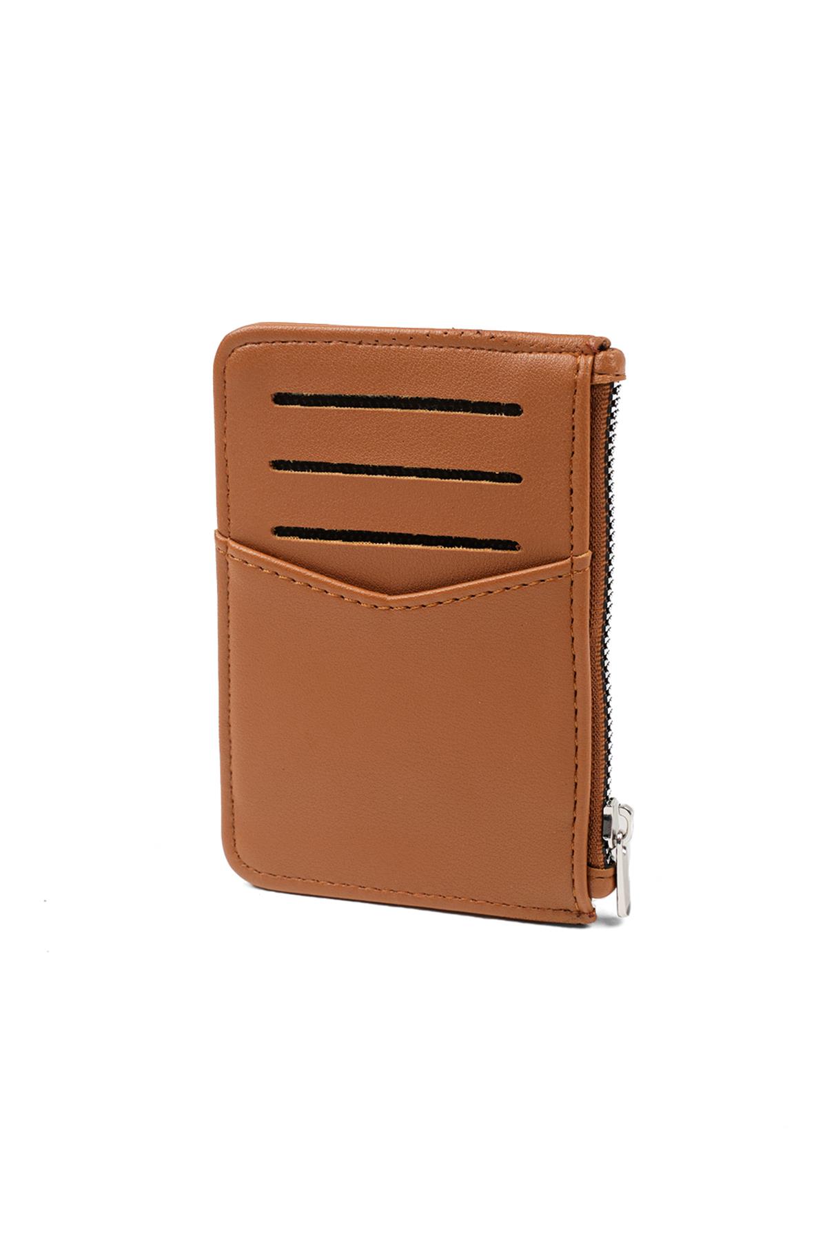 Taba Renk Fermuarlı Kartlık Cüzdan 